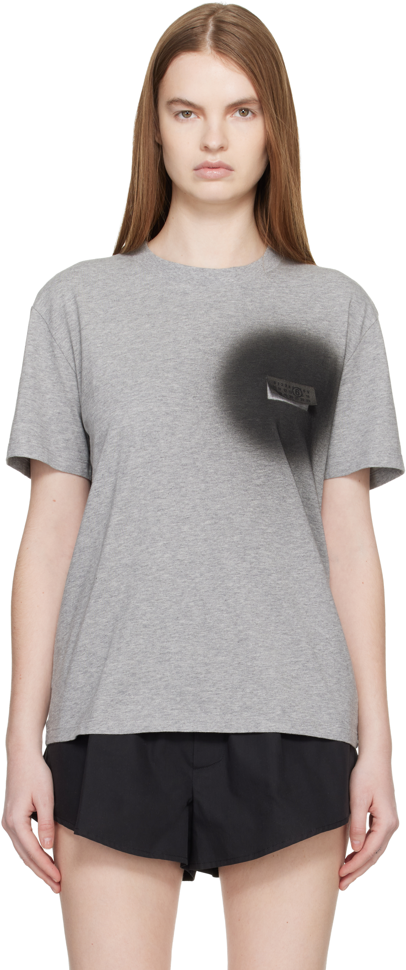 MM6 Maison Margiela: グレー スプレーペイント Tシャツ | SSENSE 日本