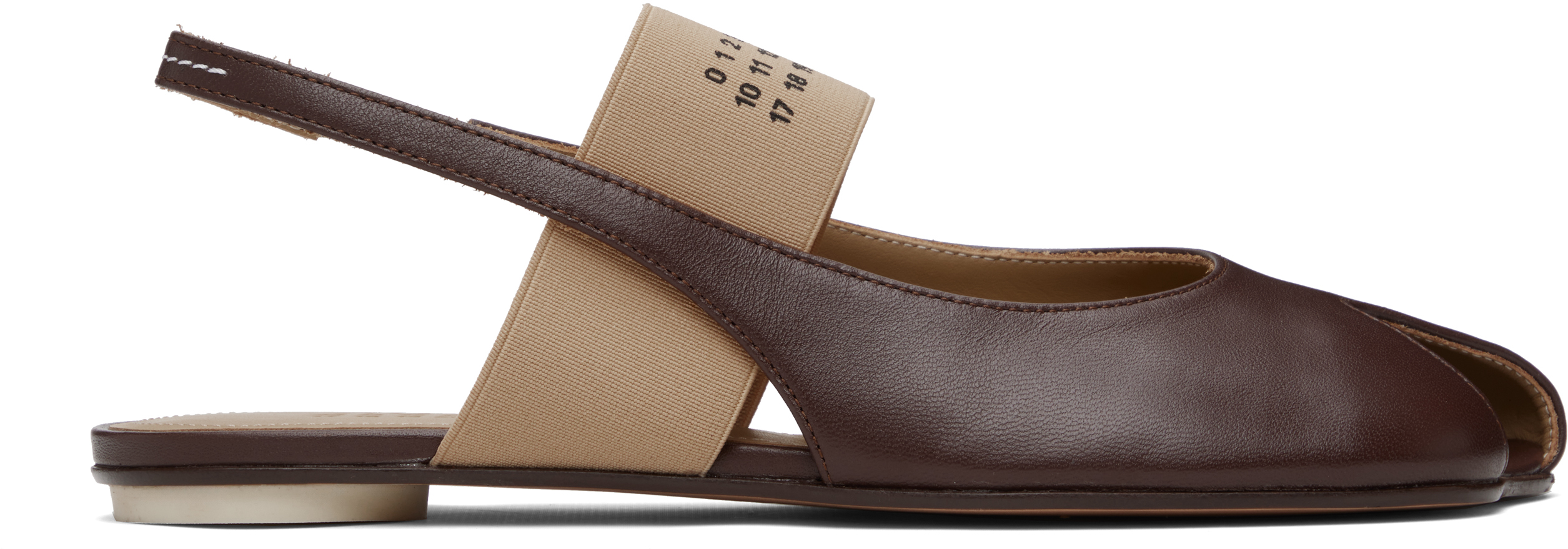 MM6 Maison Margiela: Brown Anatomic Numeric Slingback Sandals | SSENSE