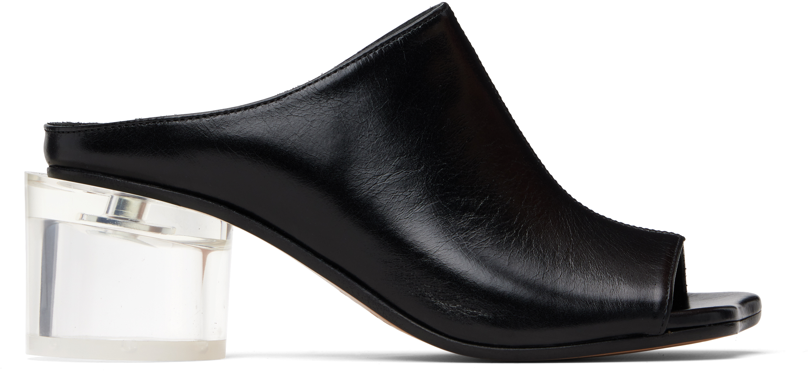 MM6 Maison Margiela: ブラック Anatomic Heeled ミュールサンダル