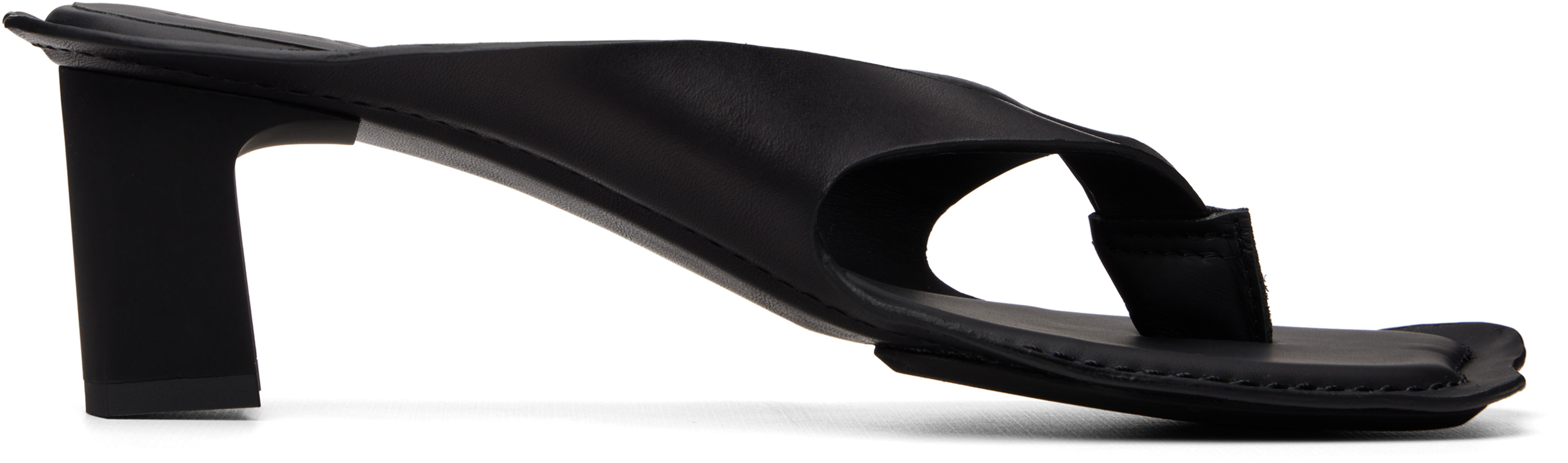 Black Anatomic Flip Flop Mule Heeled Sandals by MM6 Maison
