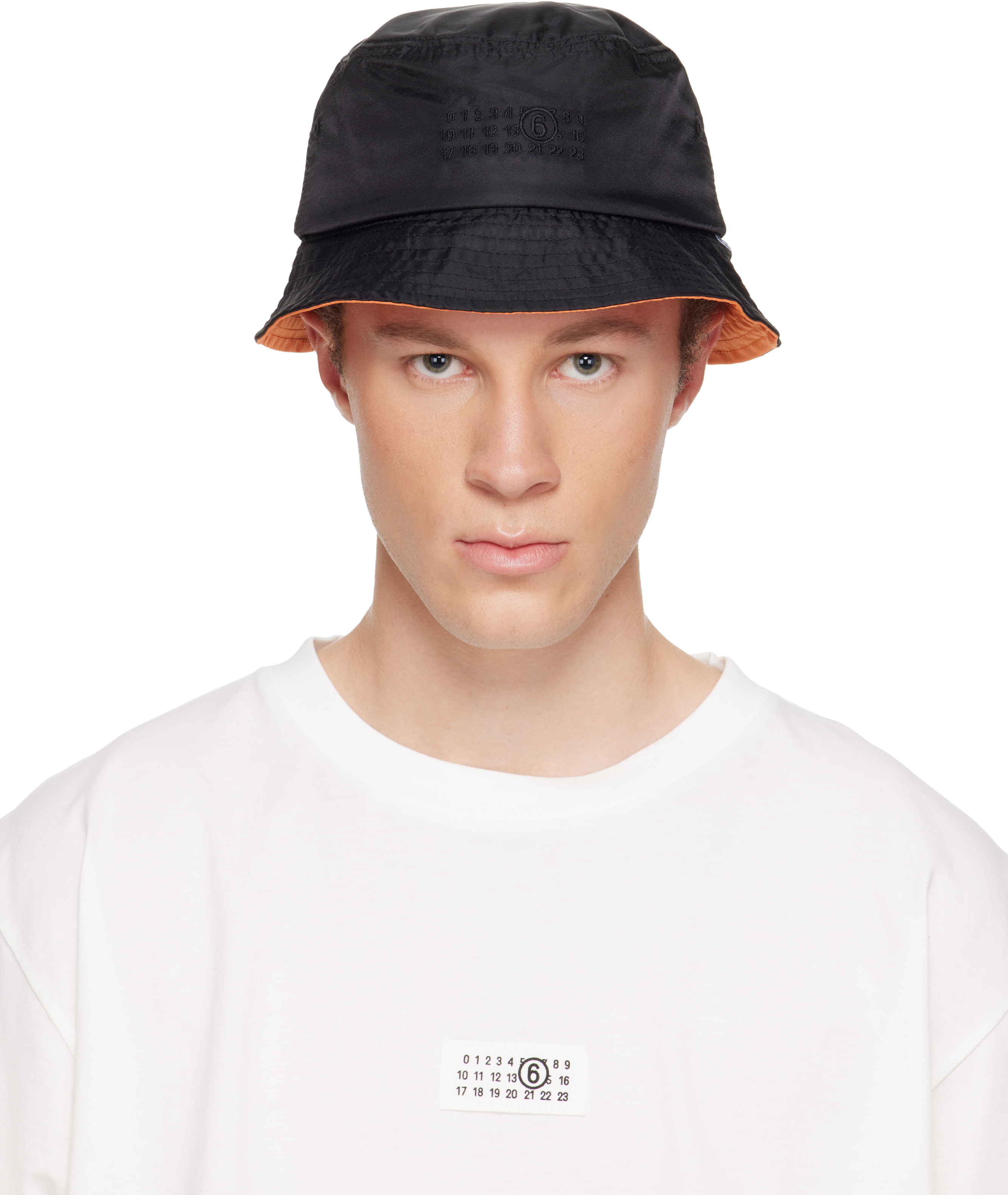 MM6 Maison Margiela: ブラック ナイロン バケットハット | SSENSE 日本