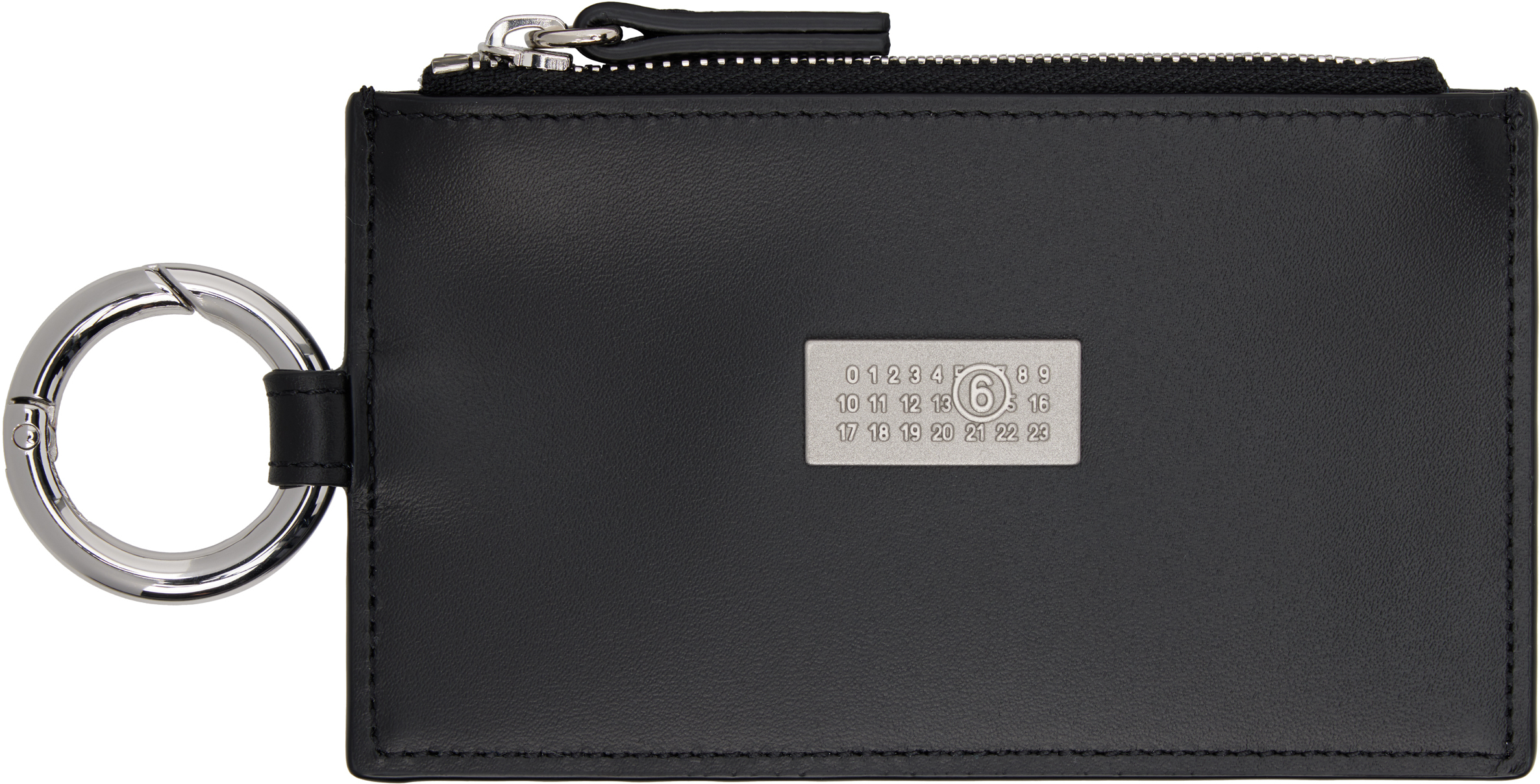 MM6 Maison Margiela Black Numeric Leather Key Ring Wallet