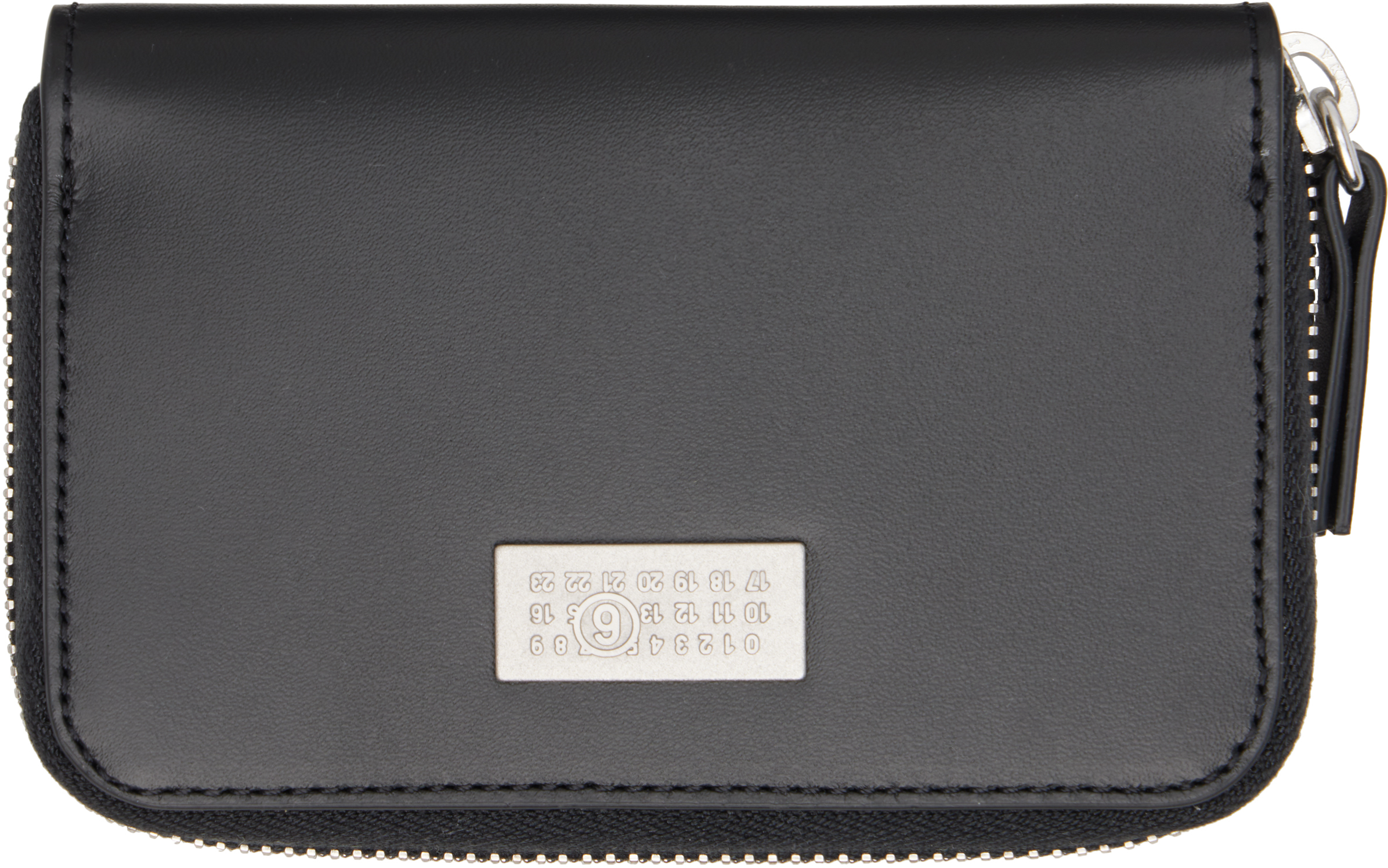 MM6 Maison Margiela: Black Numeric Leather Zip Wallet | SSENSE