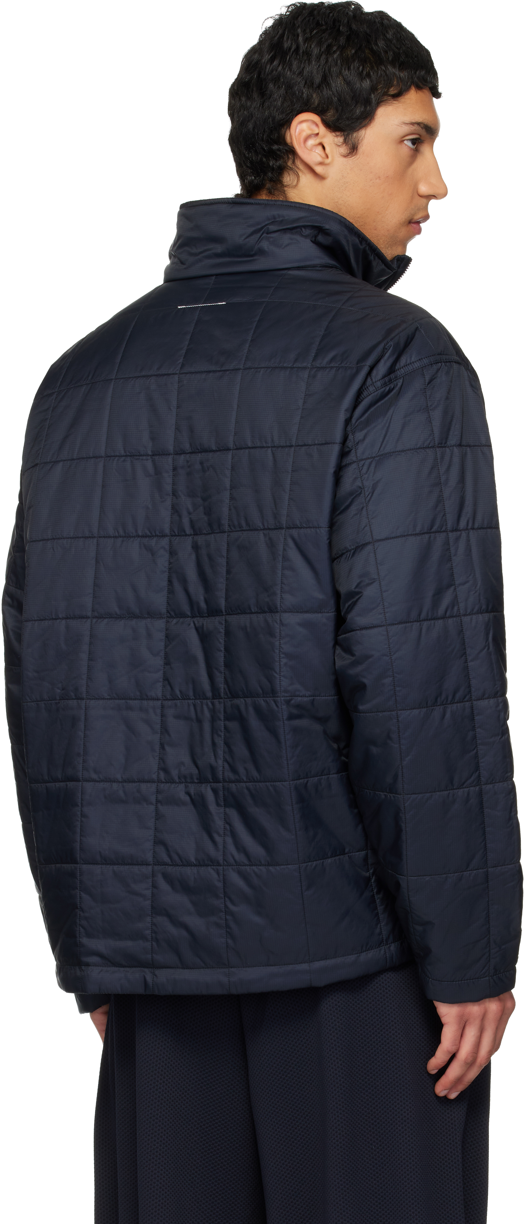 Mm6 Maison Margiela Salomon Collaboration High Collar Quilted Jacket In Blue