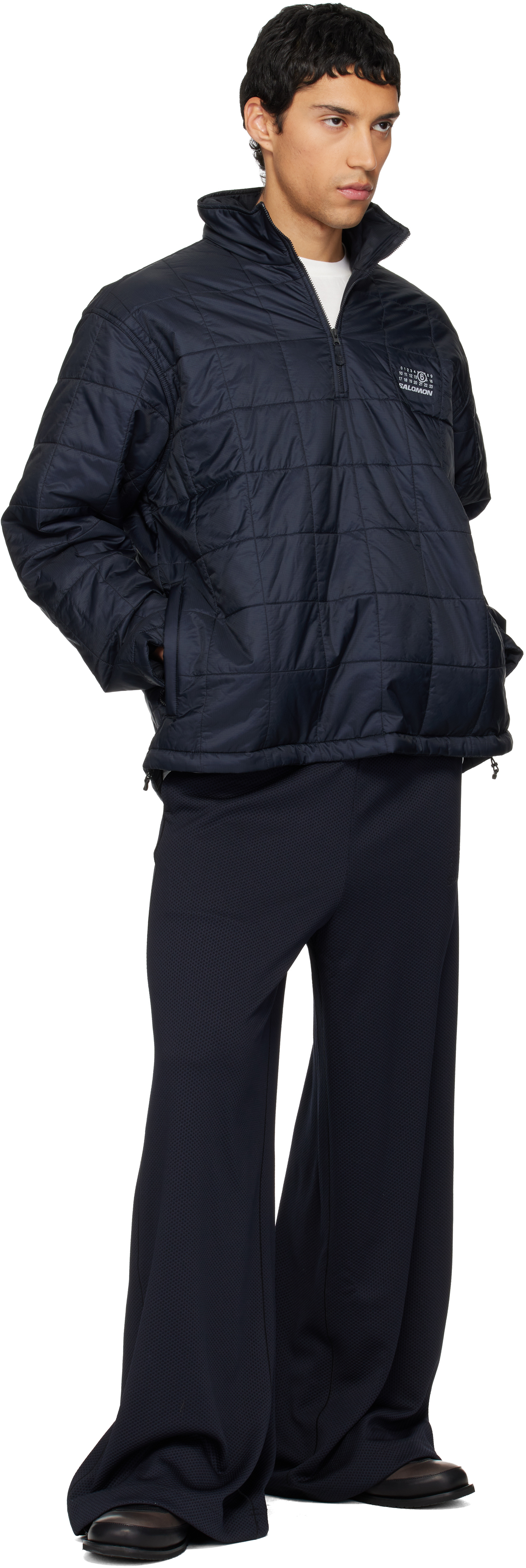 Mm6 Maison Margiela Salomon Collaboration High Collar Quilted Jacket In Blue