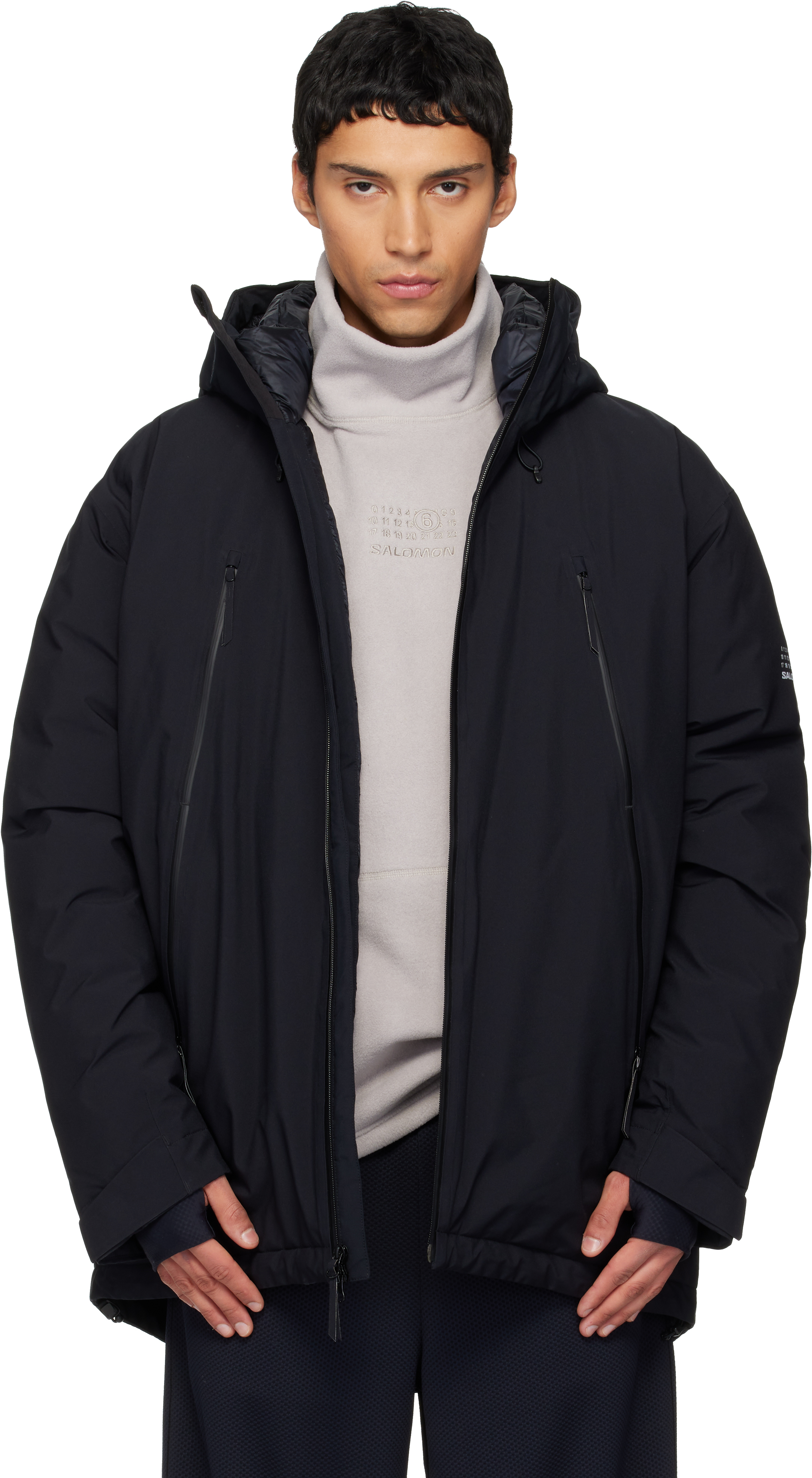 MM6 Maison Margiela: ブラック Salomonエディション フード付き