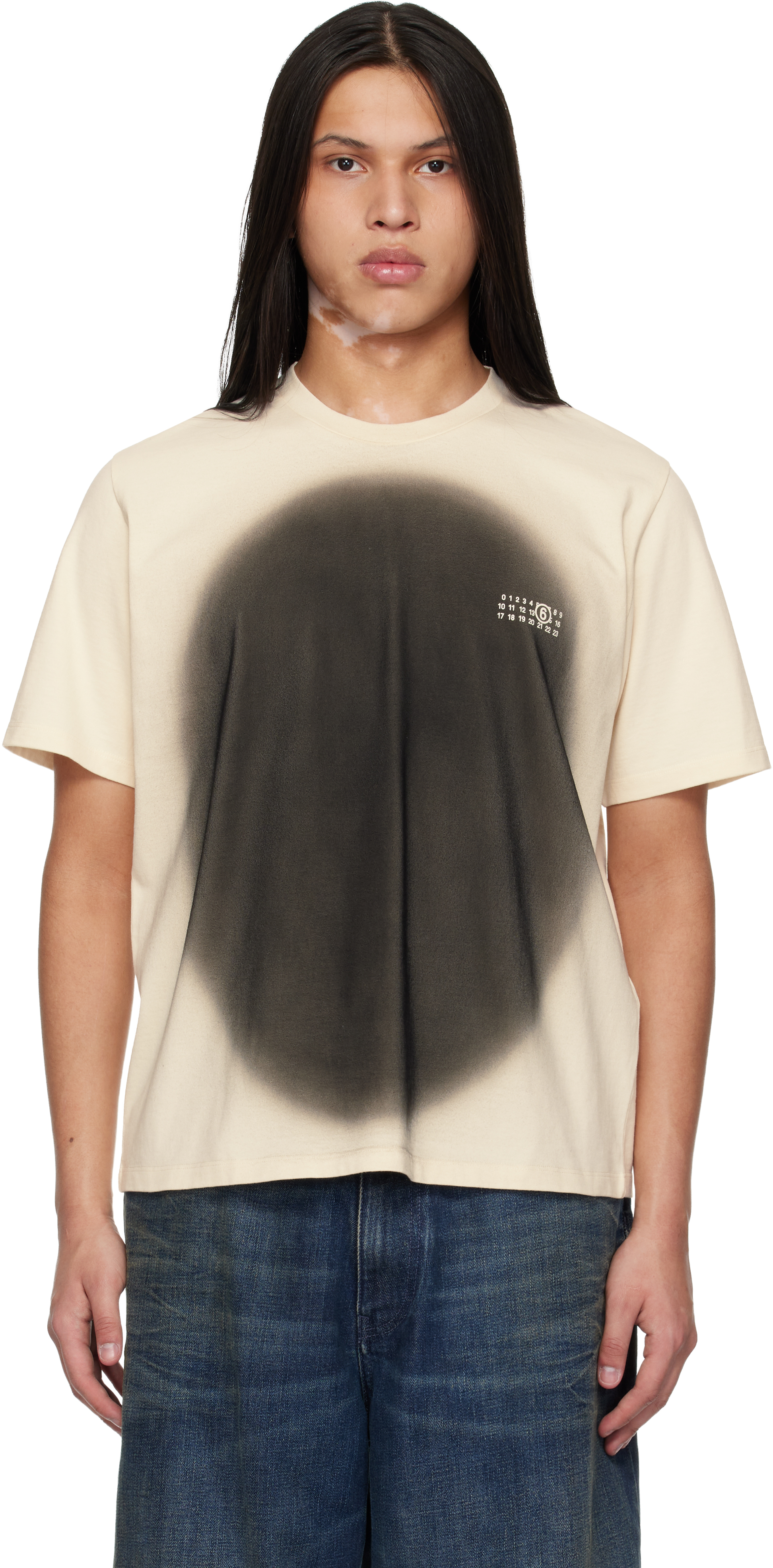 MM6 Maison Margiela: Off-White Spray Print T-shirt | SSENSE