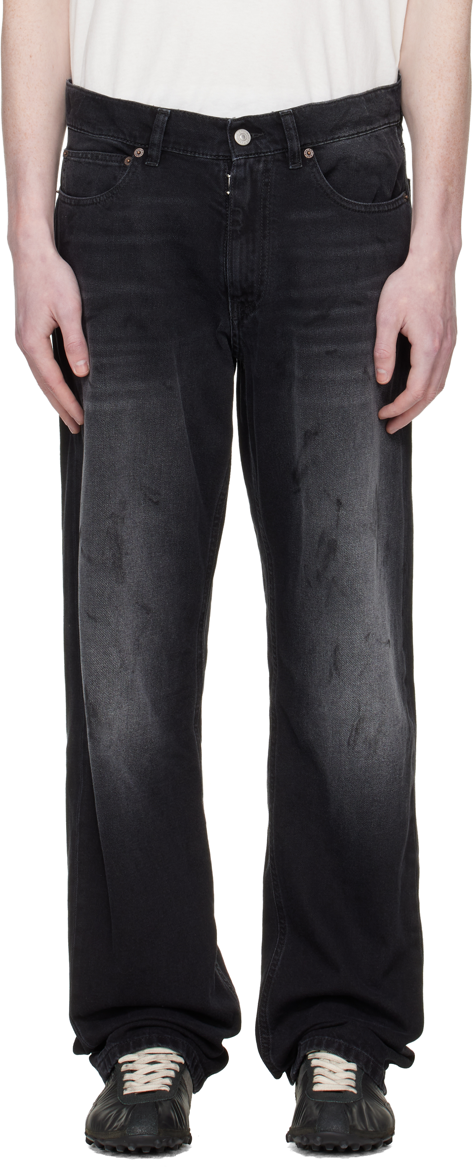MM6 Maison Margiela: Black Straight-Leg Jeans | SSENSE Canada