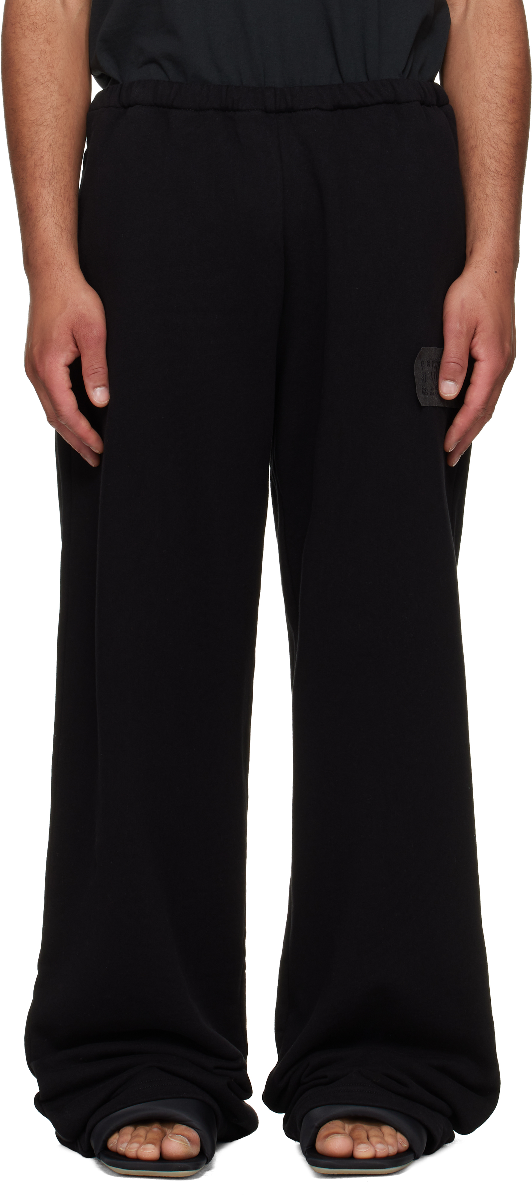 MM6 Maison Margiela: Black Logo Patch Sweatpants | SSENSE Canada