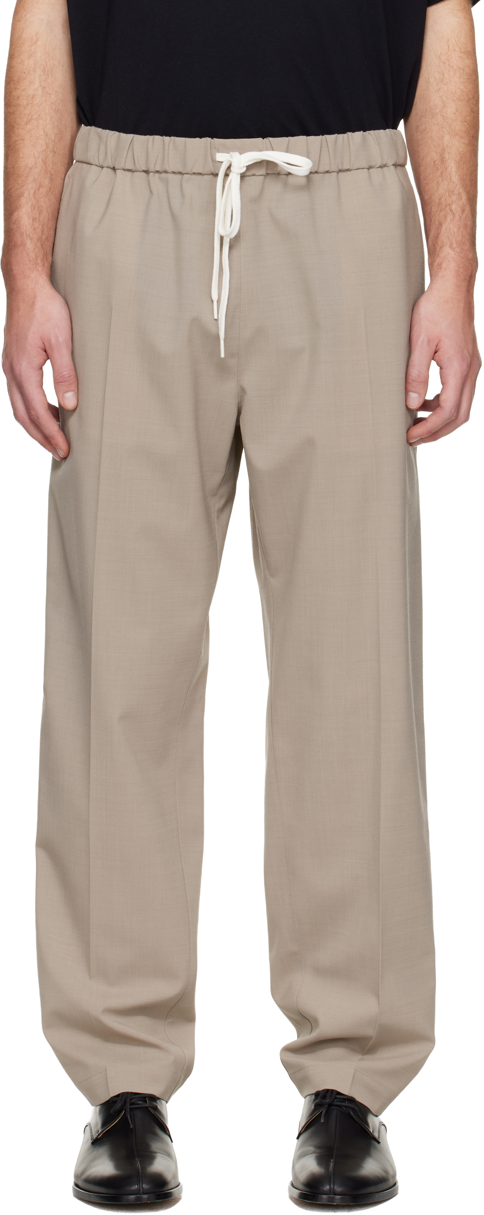 MM6 Maison Margiela Taupe Drawstring Trousers