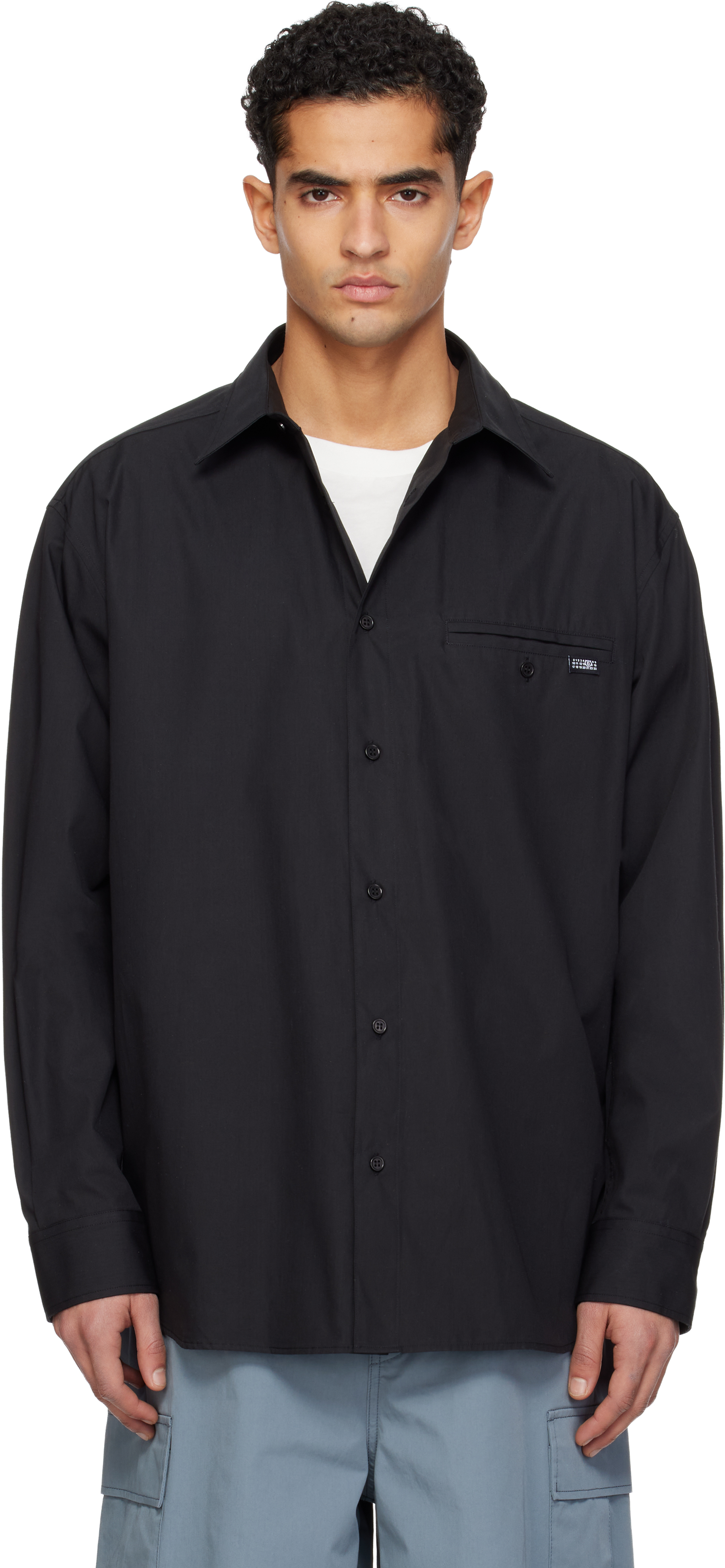 MM6 Maison Margiela: ブラック コットン シャツ | SSENSE 日本