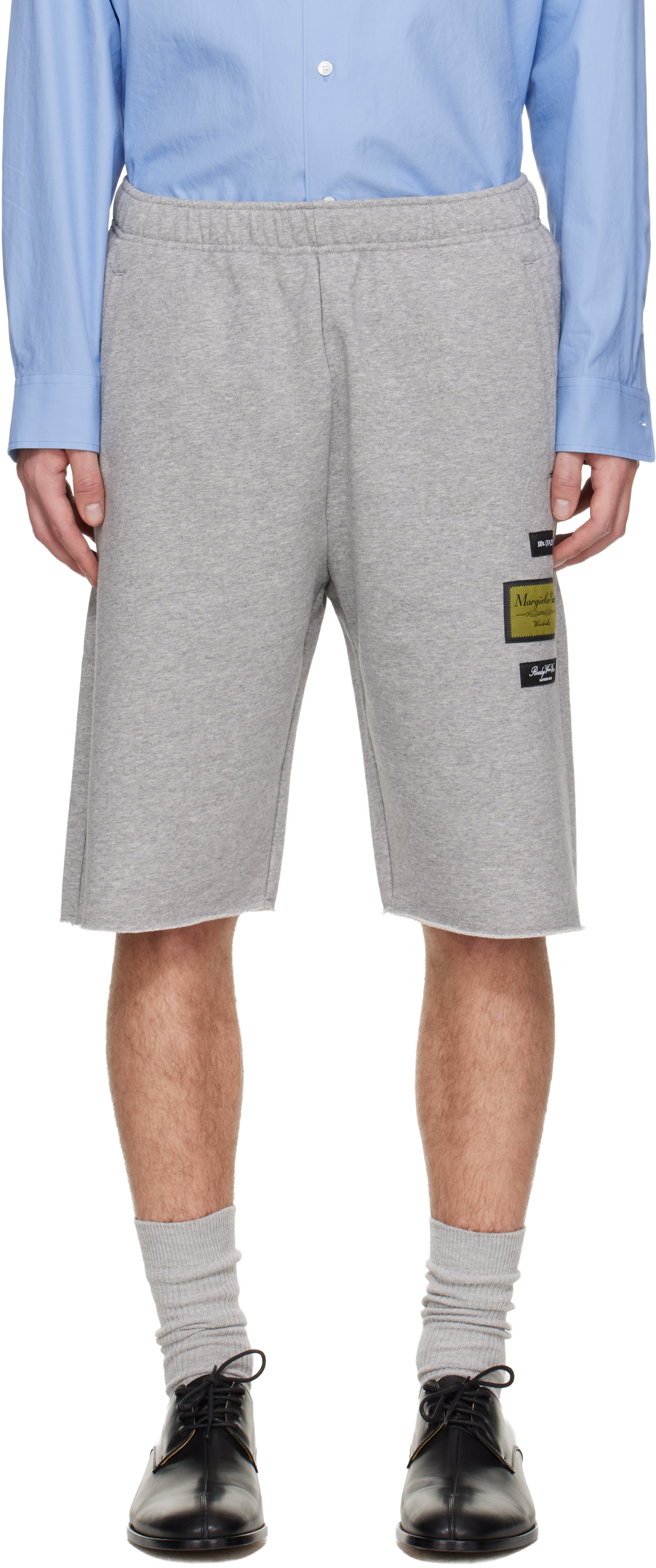 MM6 Maison Margiela Gray Logo Patch Shorts
