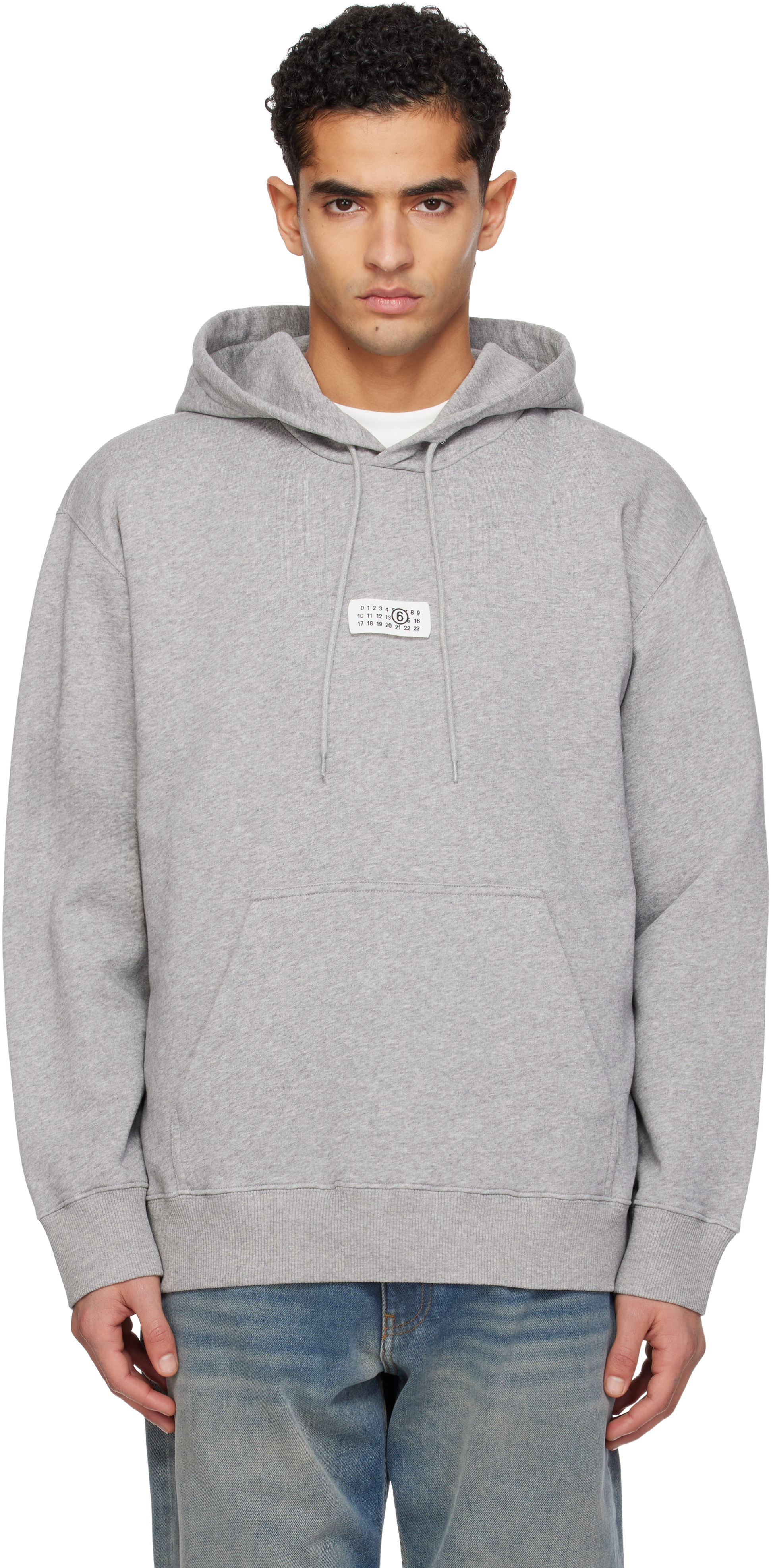 Gray Logo Patch Hoodie by MM6 Maison Margiela on Sale