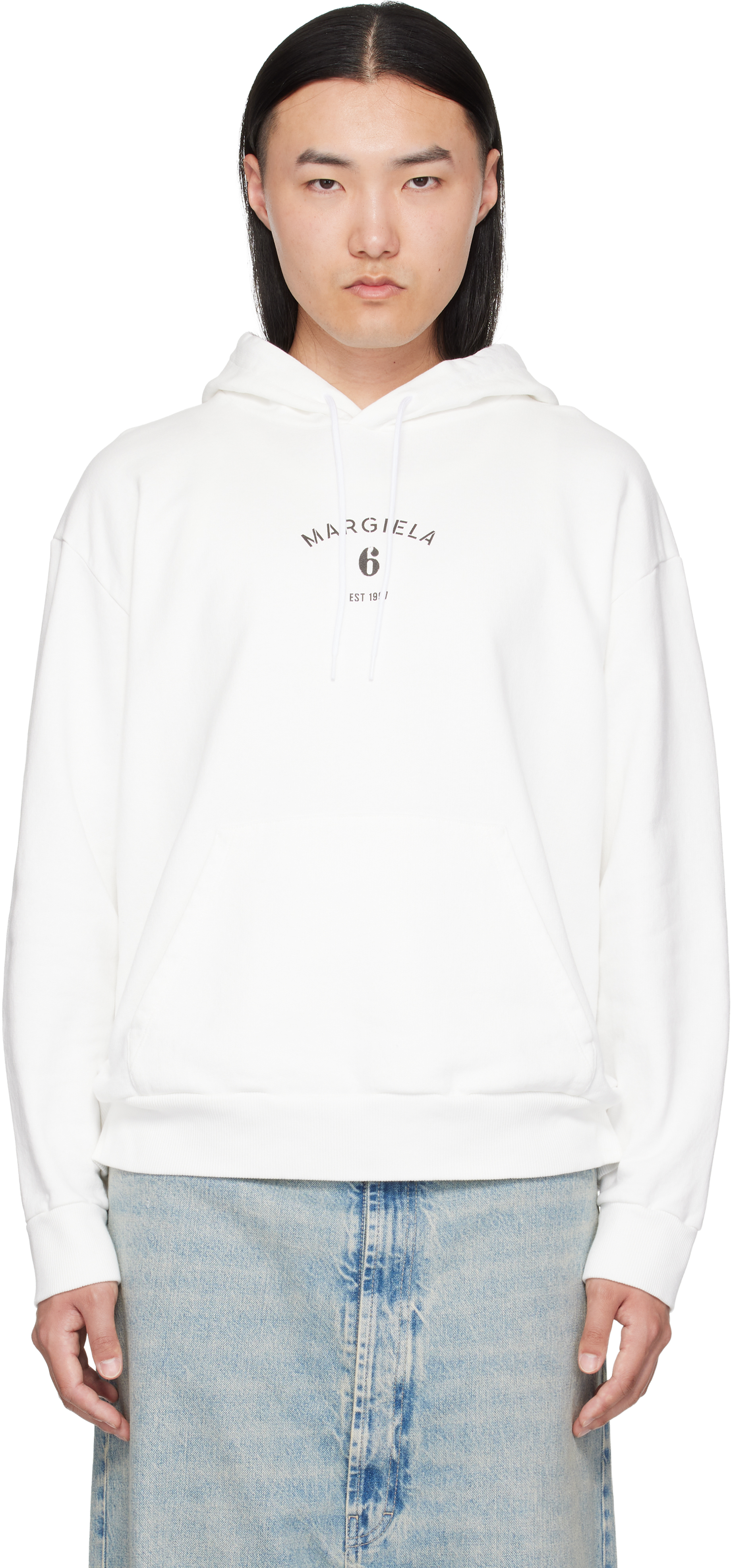 Maison Margiela ホワイト フーディ White Logo Hoodie by MM6 Maison Margiela on Sale