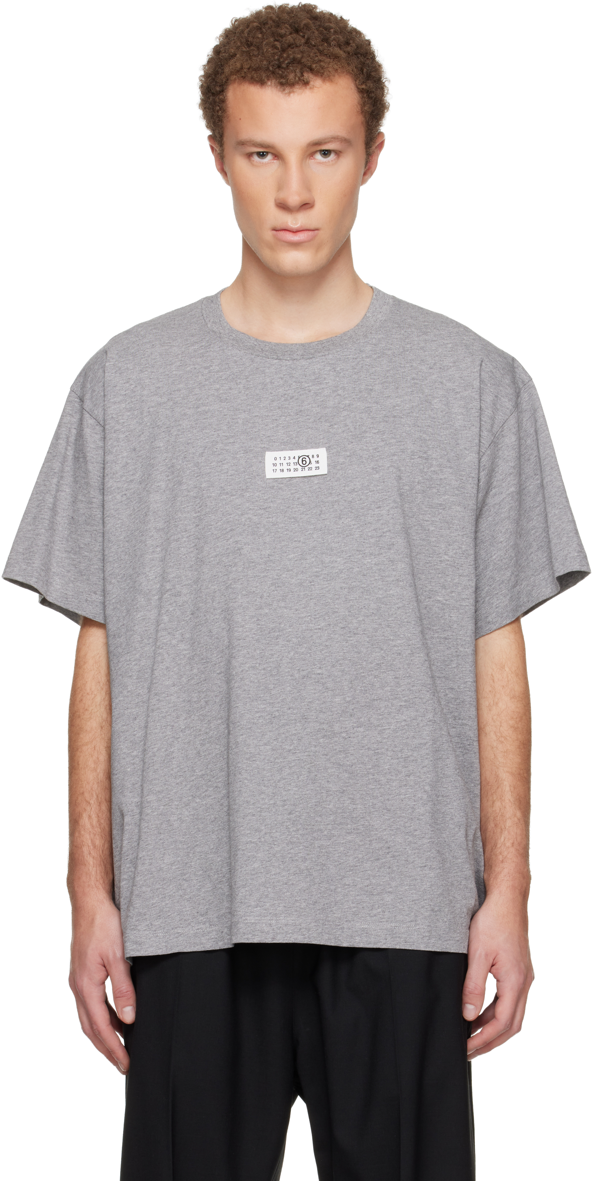 MM6 Maison Margiela: Gray Numeric Cotton T-shirt | SSENSE