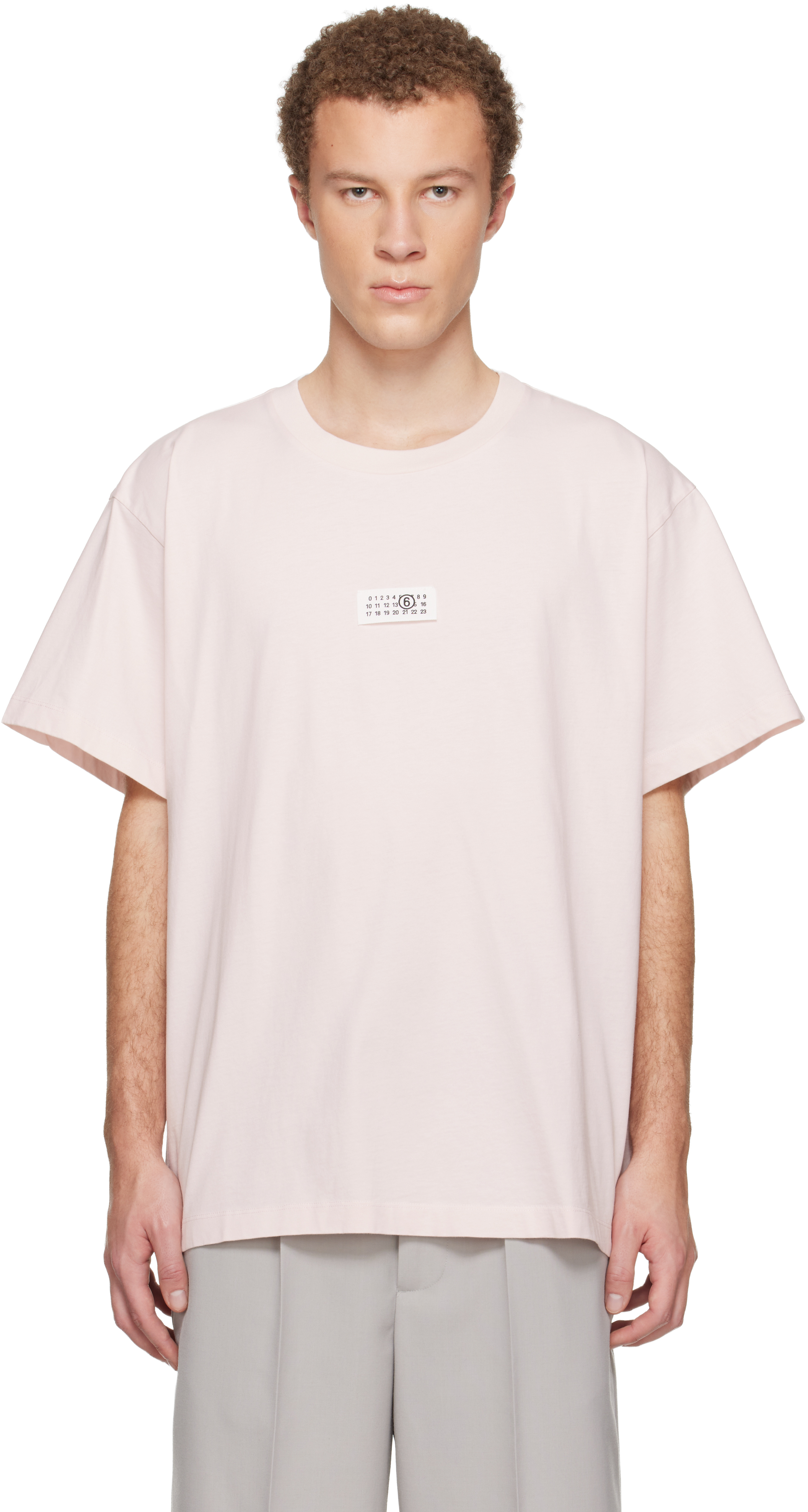 MM6 Maison Margiela: Pink Numeric Cotton T-shirt | SSENSE