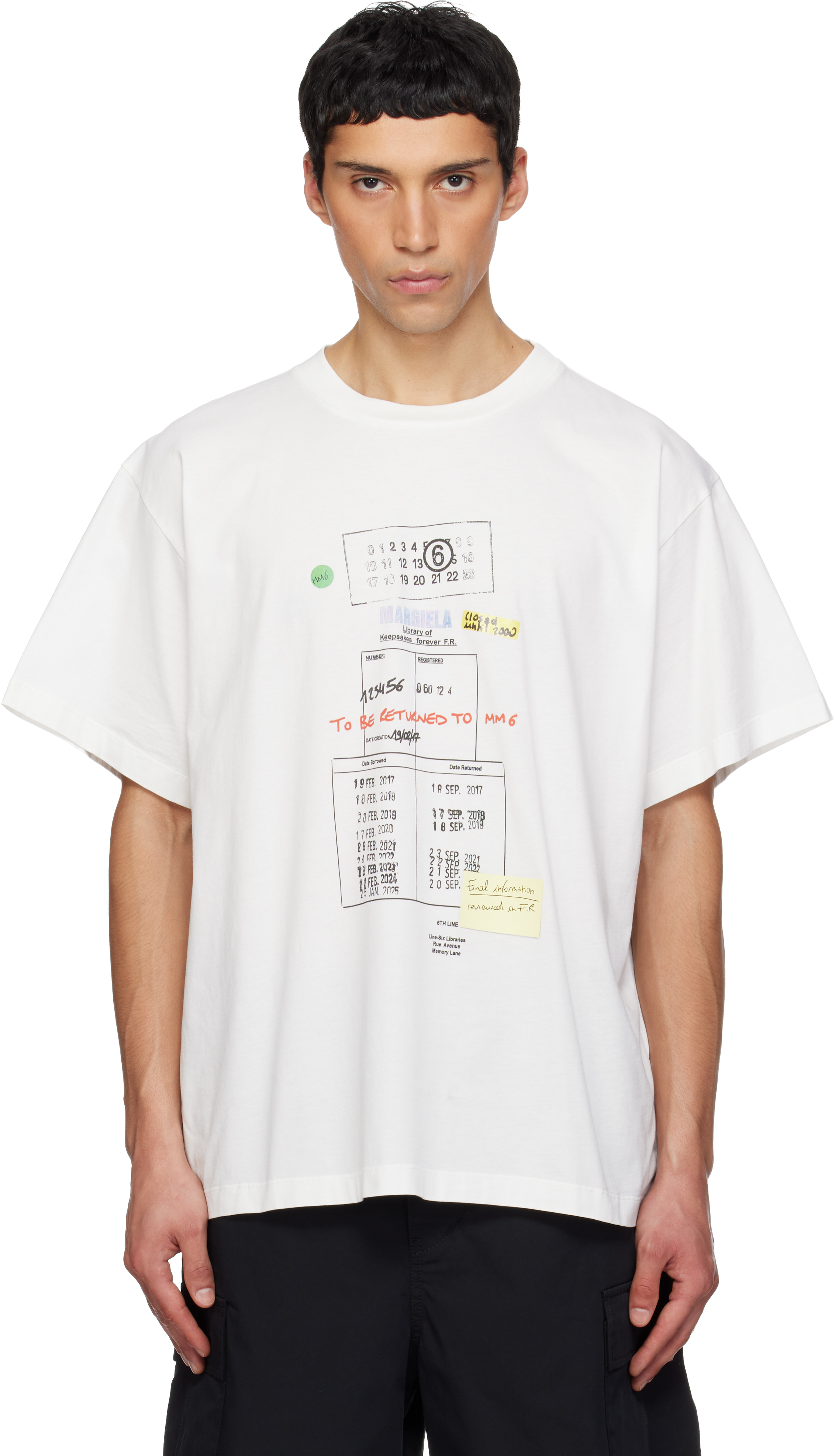 MM6 Maison Margiela: Off-White Library Stamp T-shirt | SSENSE