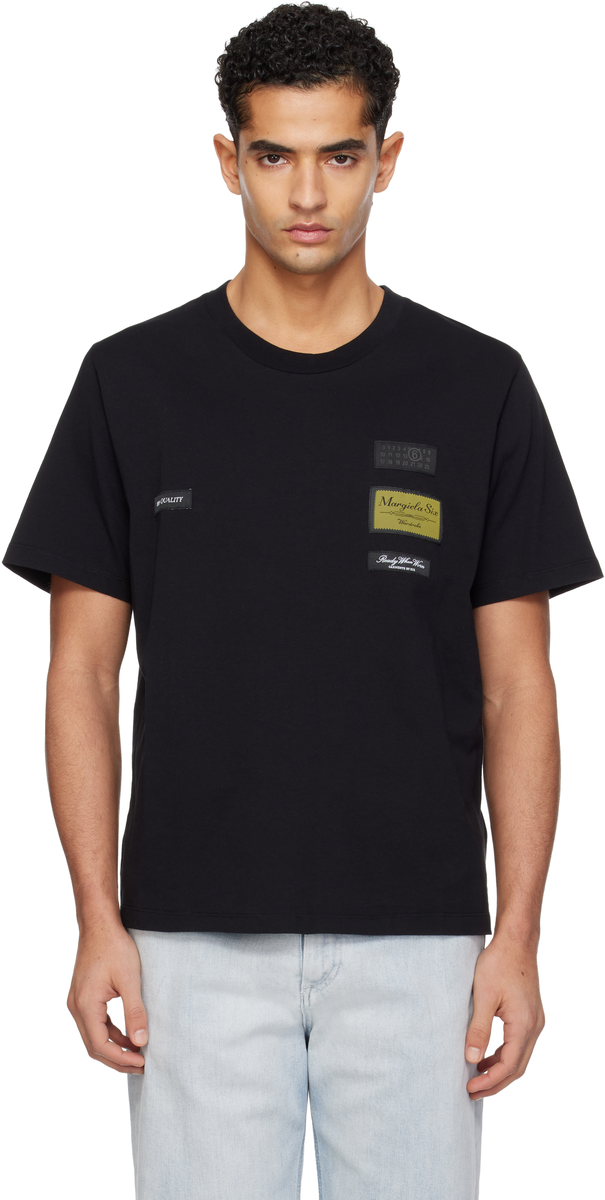 MM6 Maison Margiela: ブラック Label Patch Tシャツ | SSENSE 日本