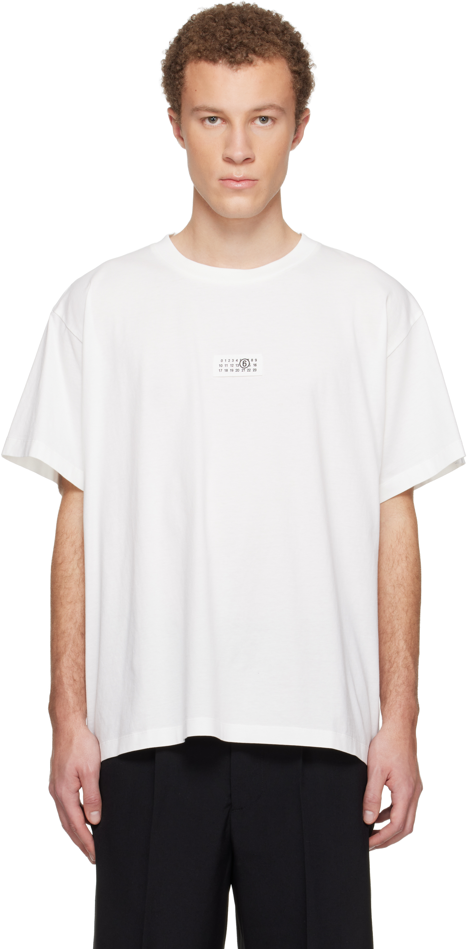 MM6 Maison Margiela: オフホワイト Numeric コットン Tシャツ