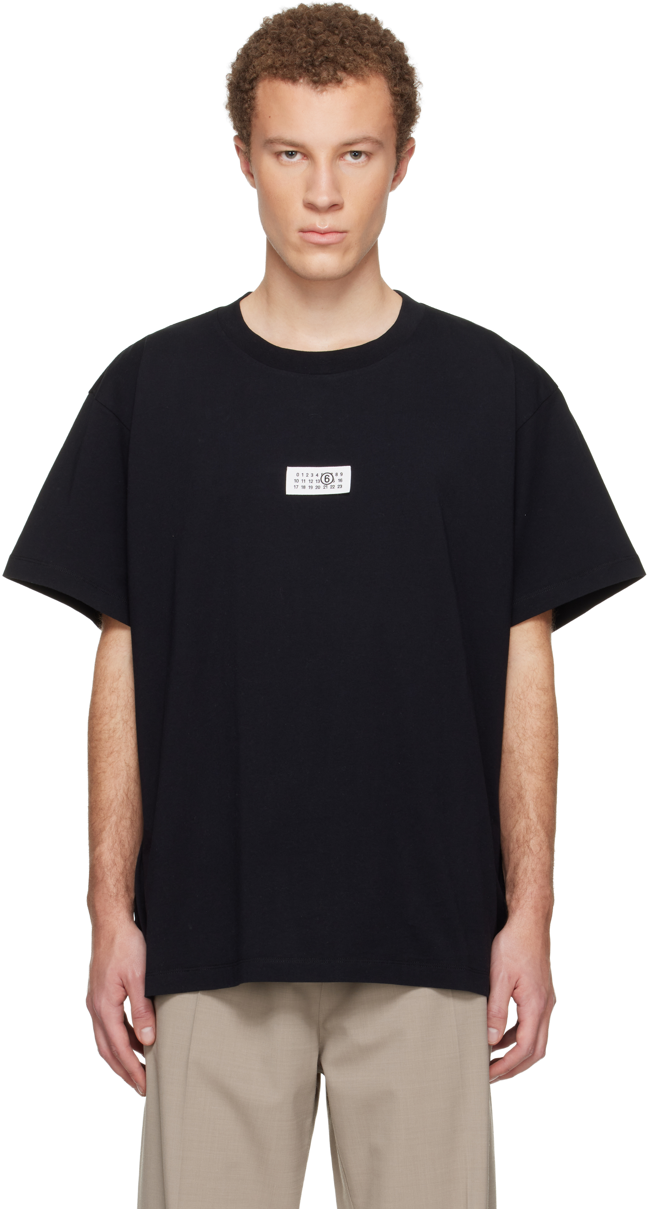 MM6 Maison Margiela: Black Numeric Cotton T-shirt | SSENSE