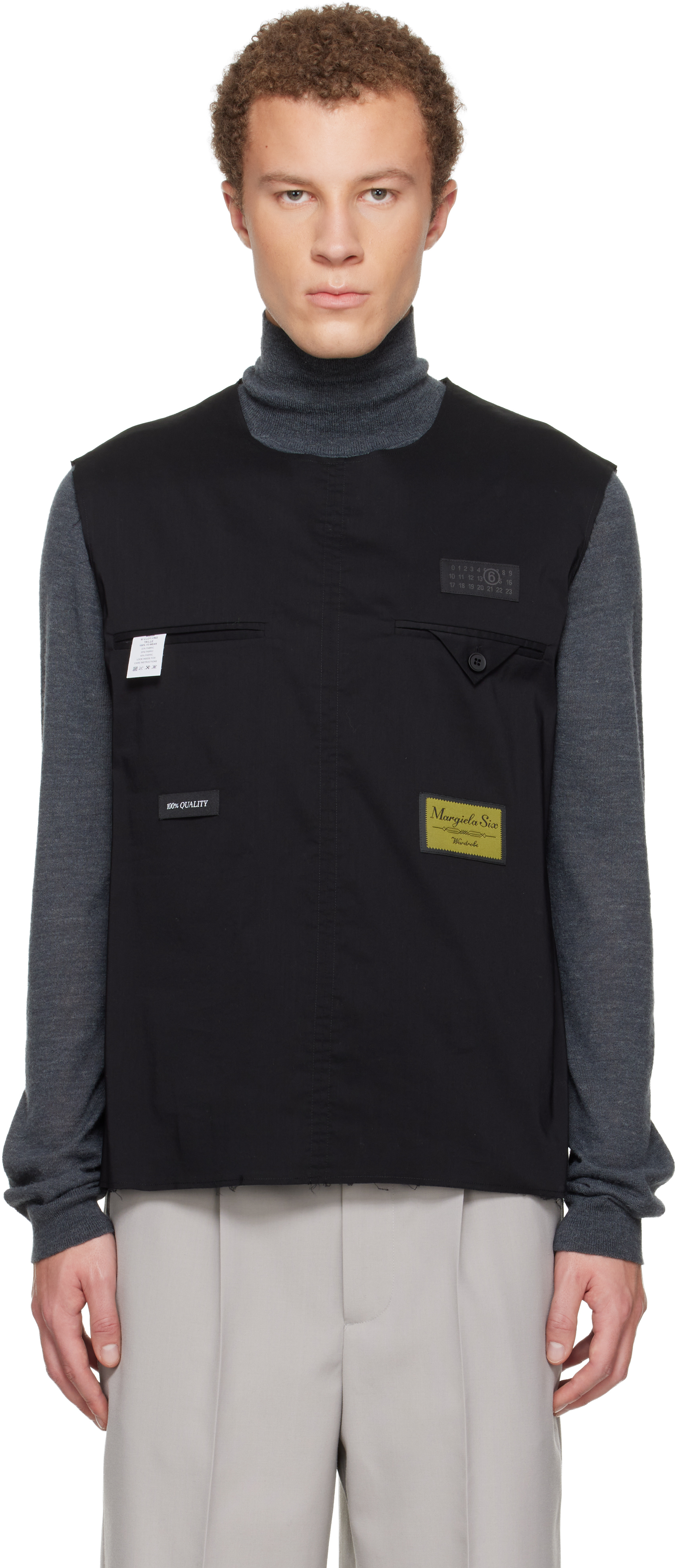 MM6 Maison Margiela: ブラック ロゴパッチ タンクトップ | SSENSE 日本