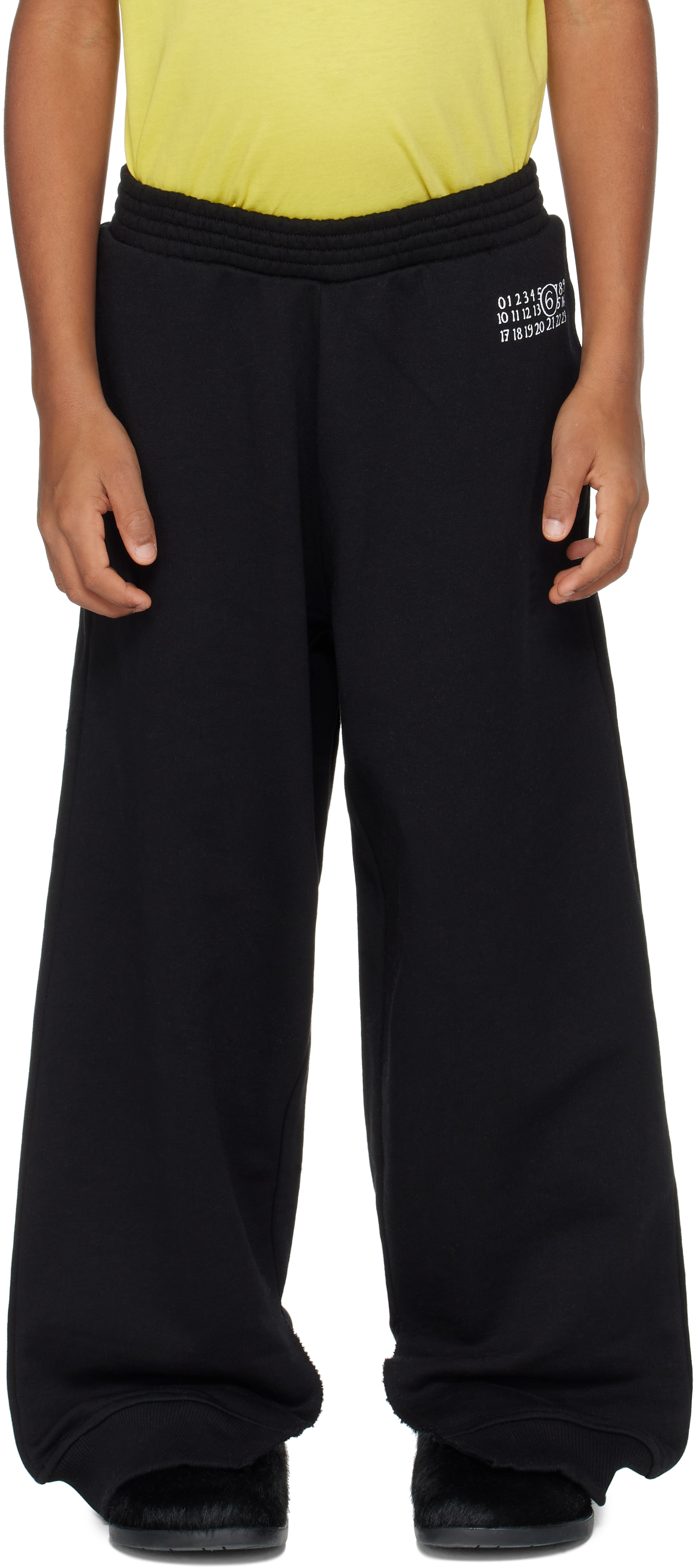 Kids Black Printed-Logo Sweatpants by MM6 Maison Margiela | SSENSE