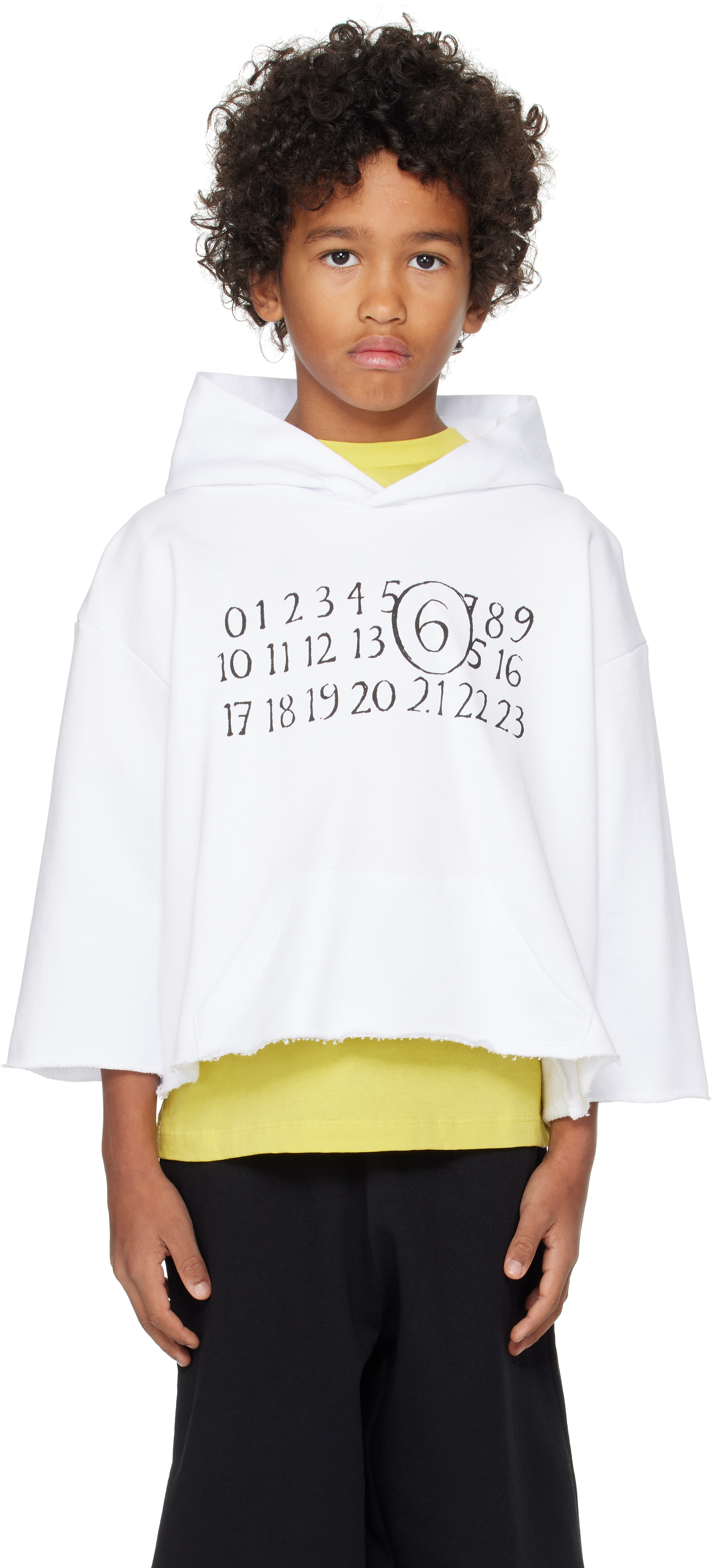 Kids White Printed-Logo Hoodie by MM6 Maison Margiela on Sale