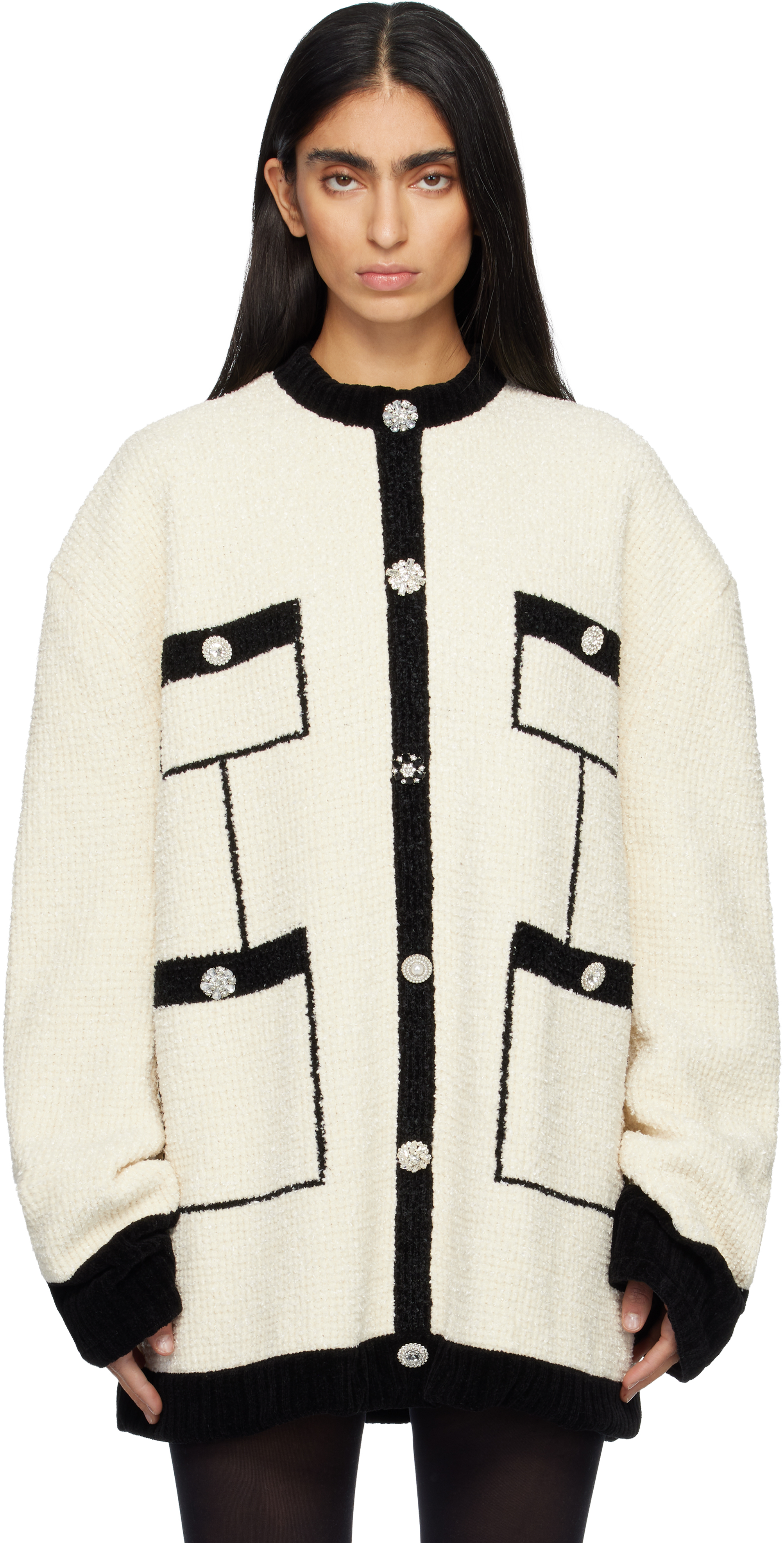 MARIE ADAM-LEENAERDT Off-White Covered Tweed Sweater