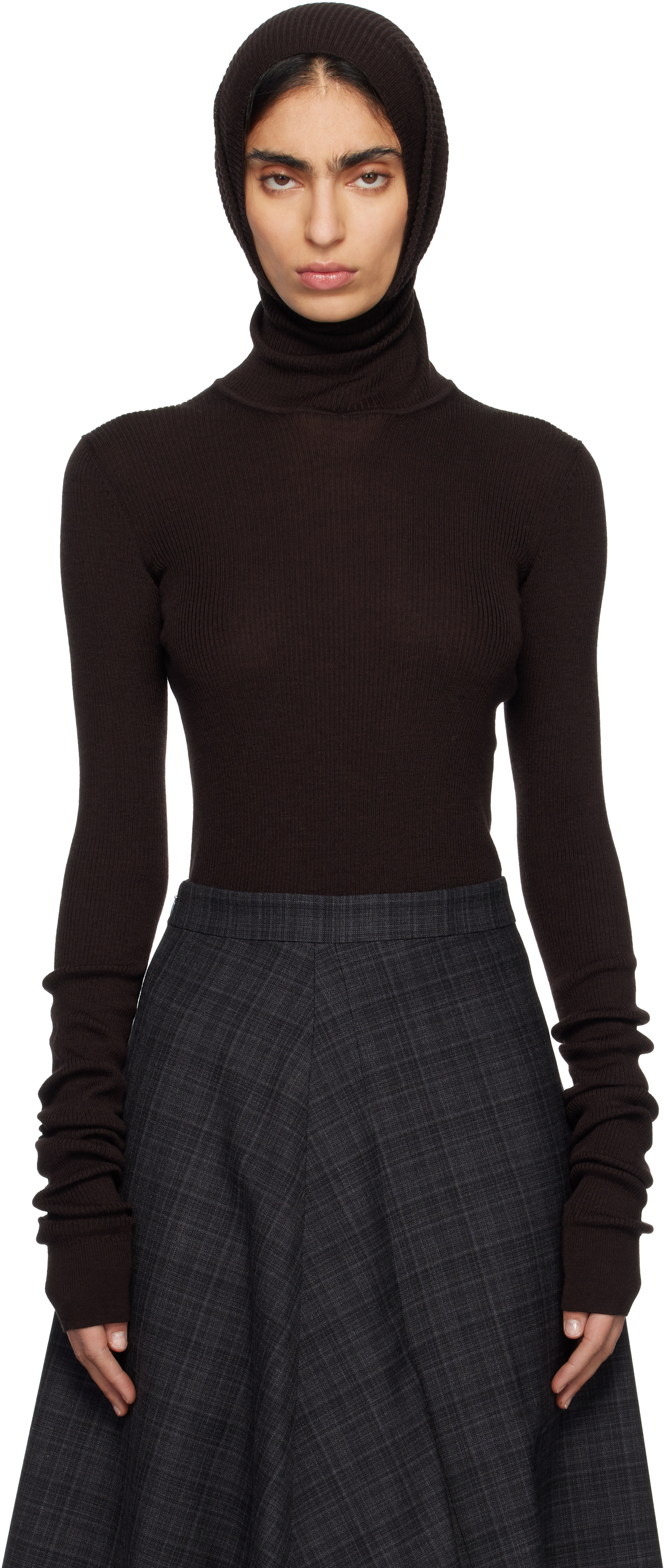 MARIE ADAM-LEENAERDT Brown Balaclava Sweater