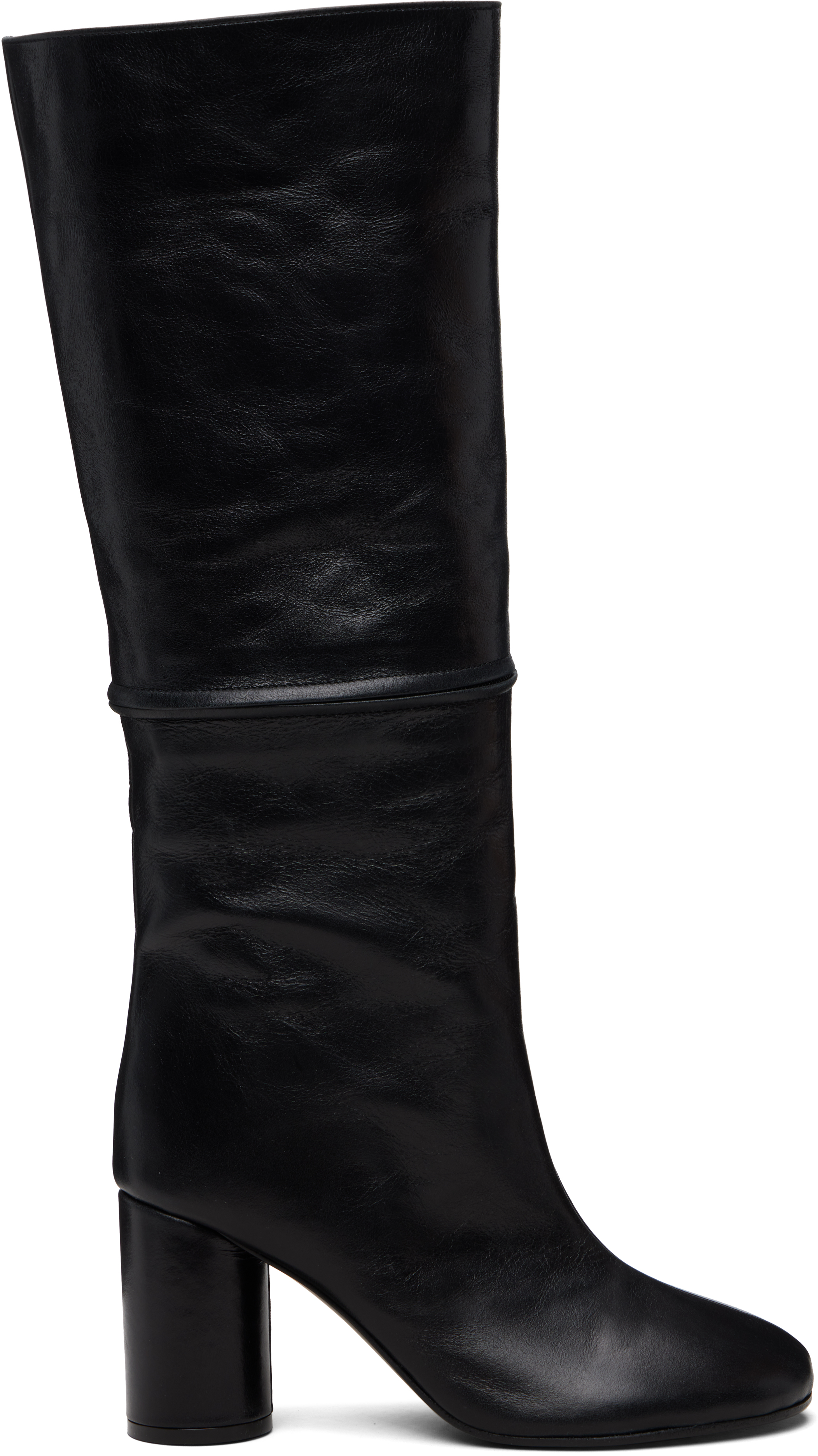MARIE ADAM-LEENAERDT Black 2-In One Zip Round Tall Boots
