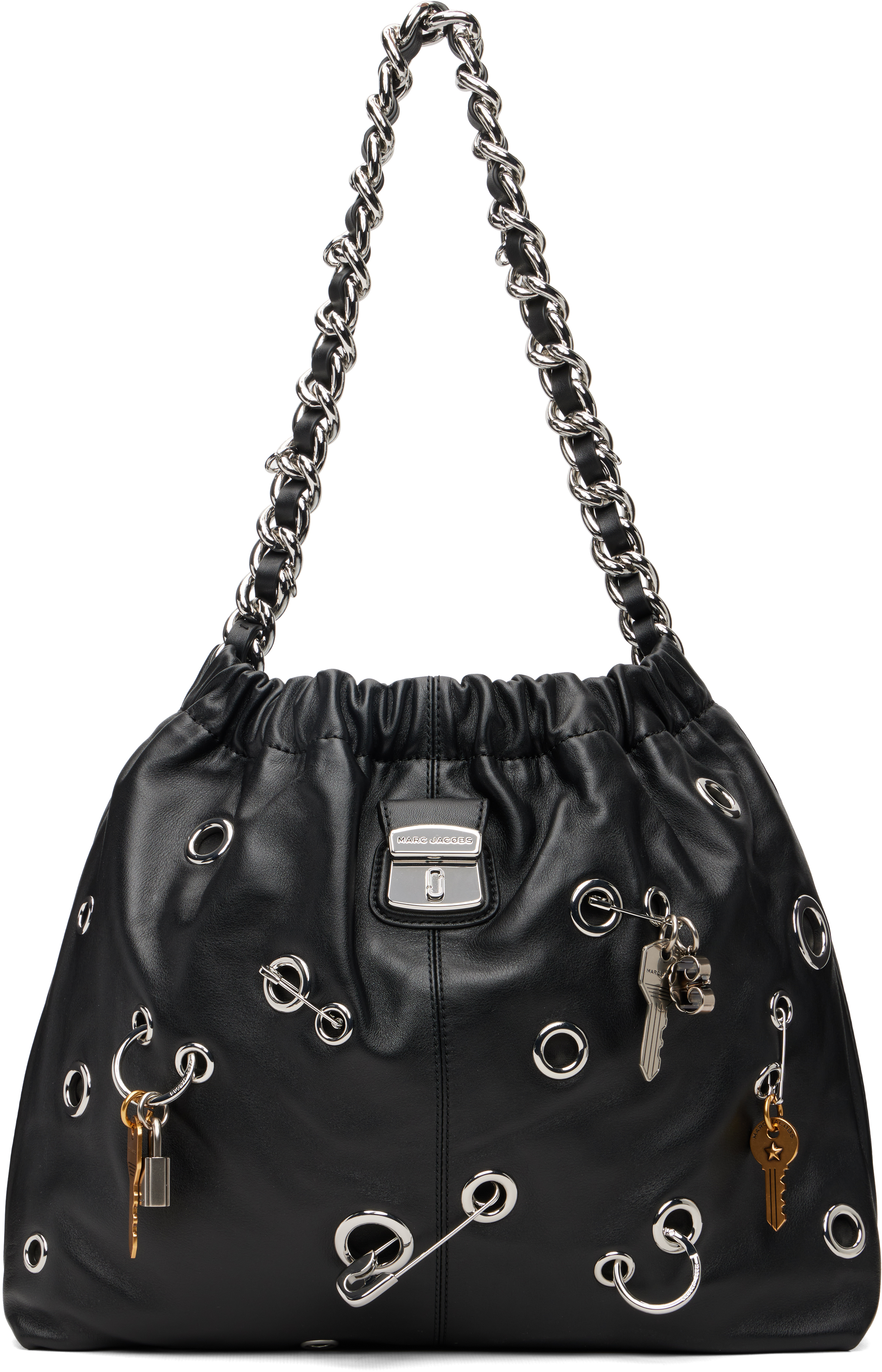 MARC JACOBS クリスティーナ トートバッグ レザー ブラック チェーン Marc Jacobs: ブラック 'The Grommet Charm Cristina' トートバッグ