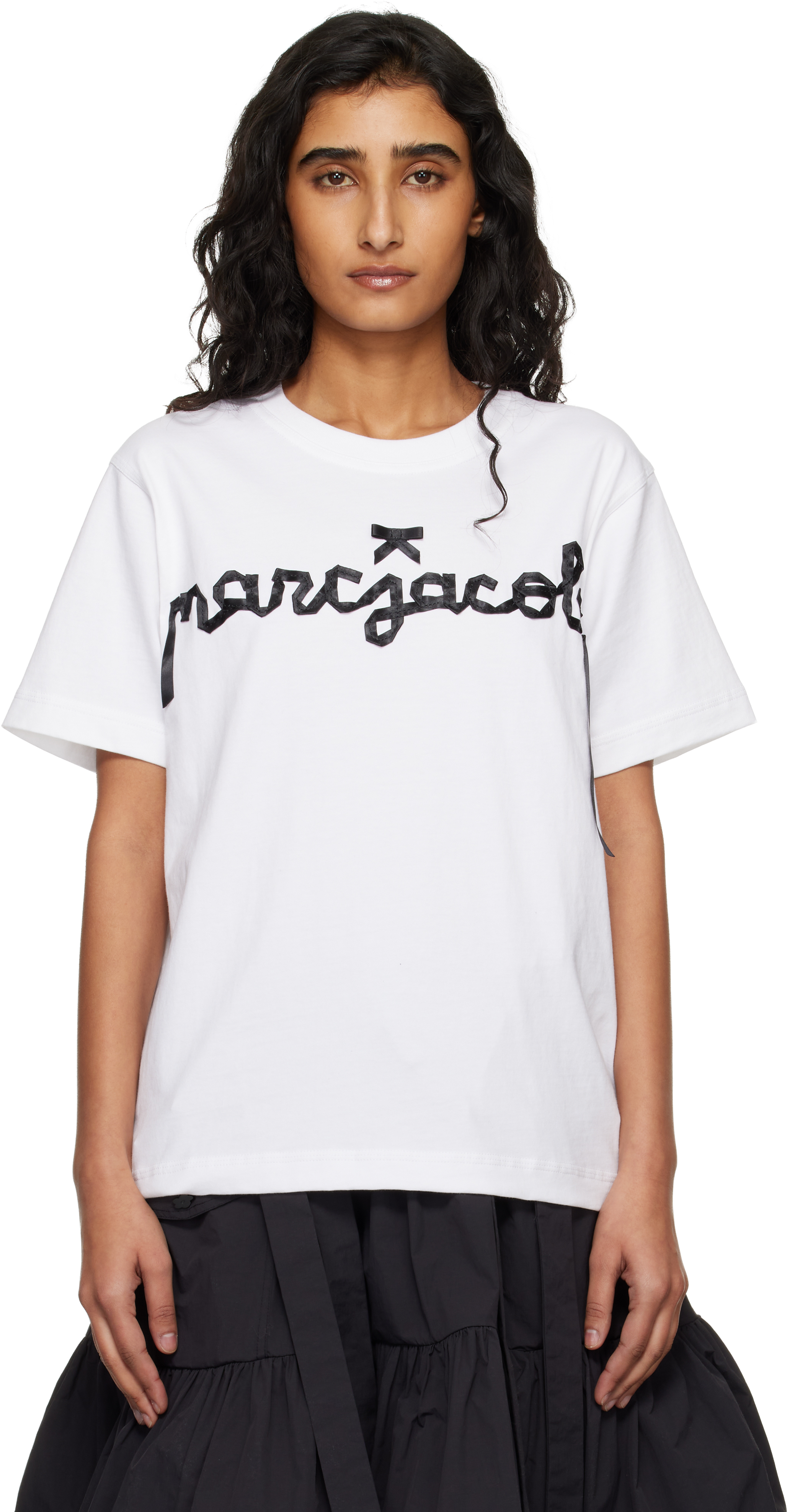 Marc Jacobs Tシャツ Marc Jacobs: White Ribbon Logo Box T-shirt | SSENSE Canada