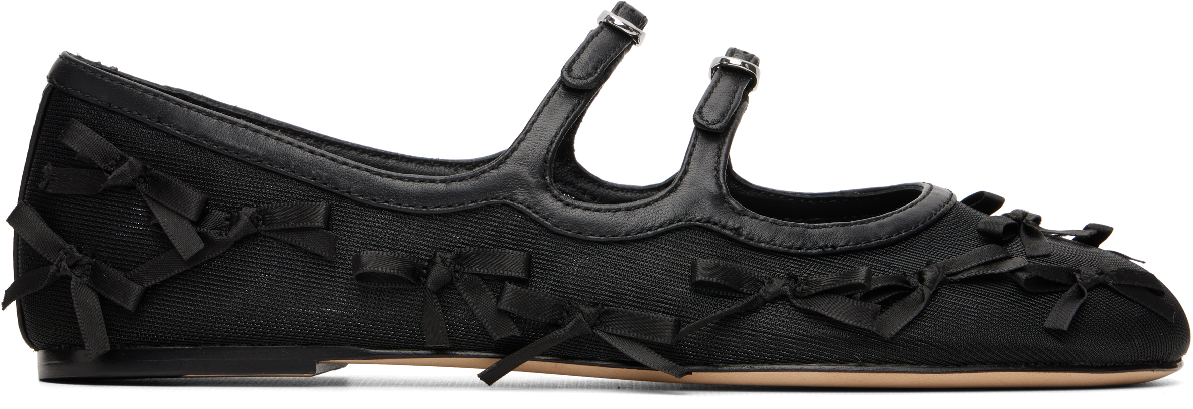 Black 'The Bow Mesh Kiki' Ballerina Flats