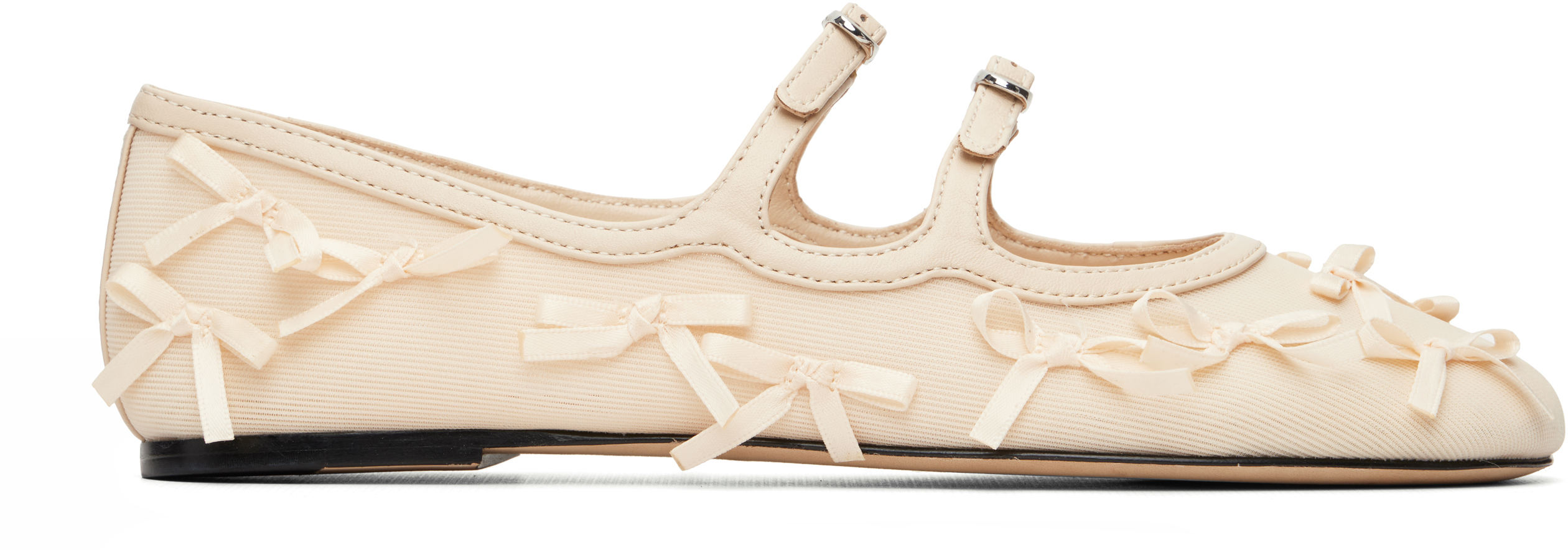 Beige 'The Bow Mesh Kiki' Ballerina Flats