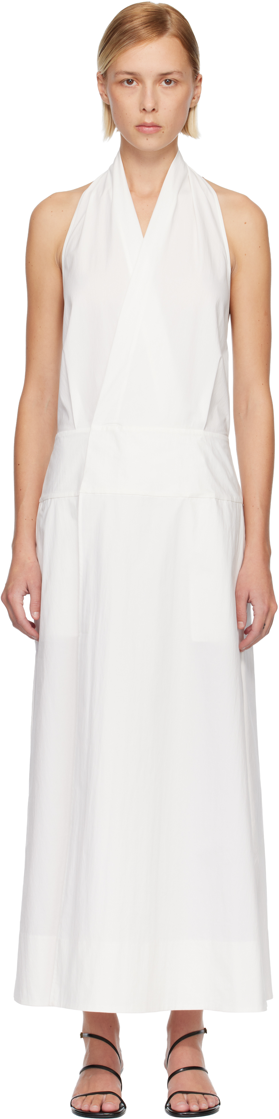 St. Agni White Halter Wrap Midi Dress