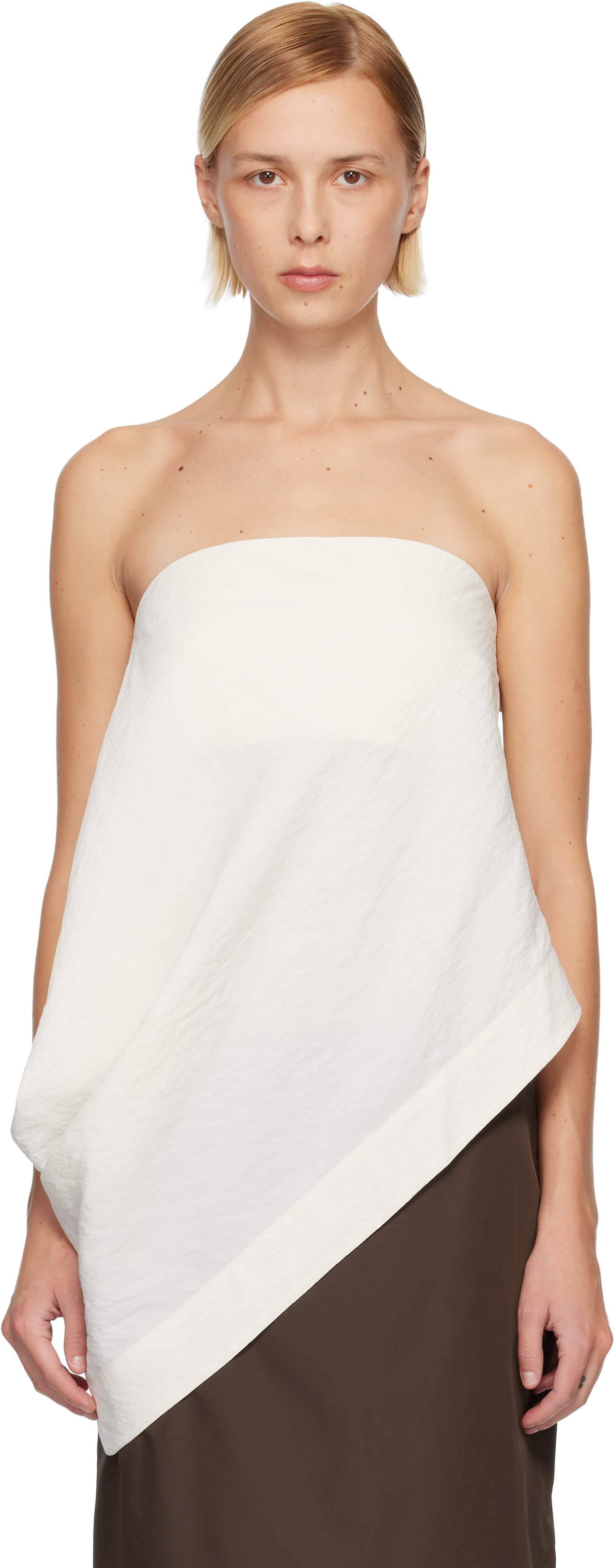 St. Agni Off-White Cloud Asymm Drape Top