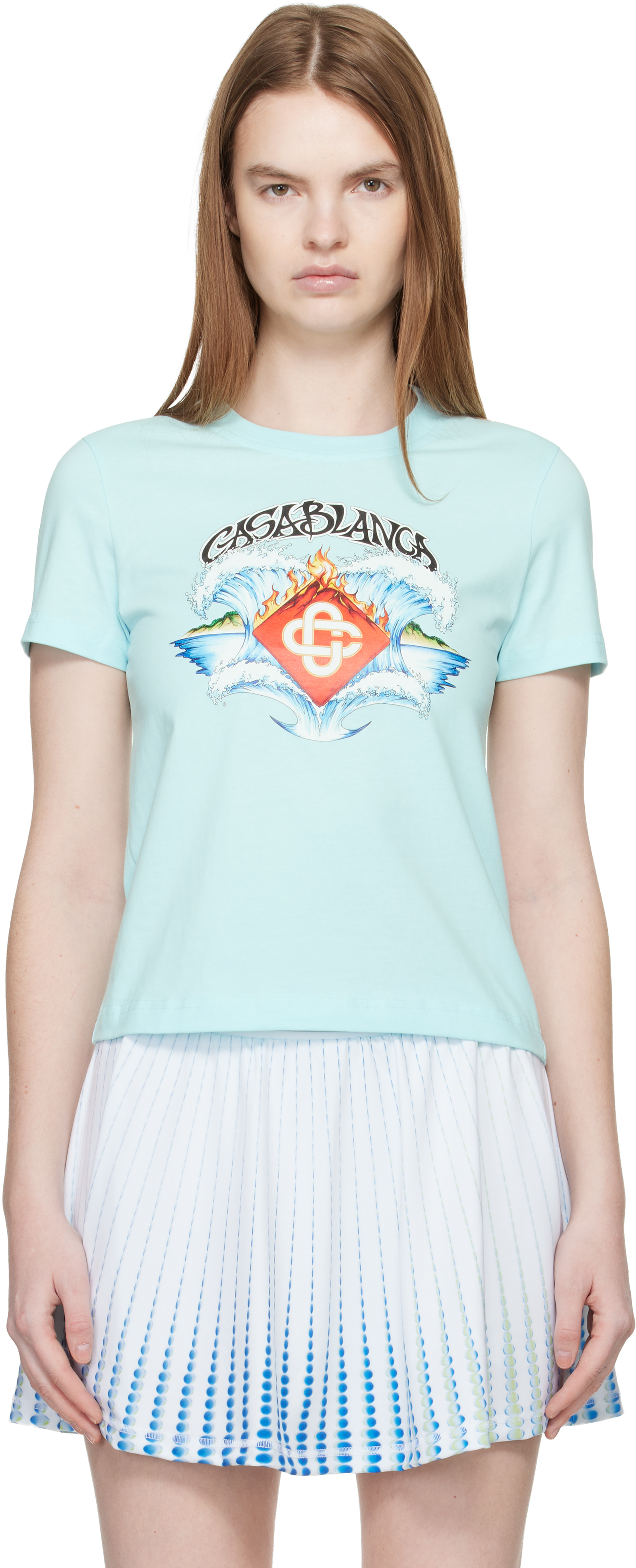 Blue Waves Fitted T-shirt by Casablanca on Sale