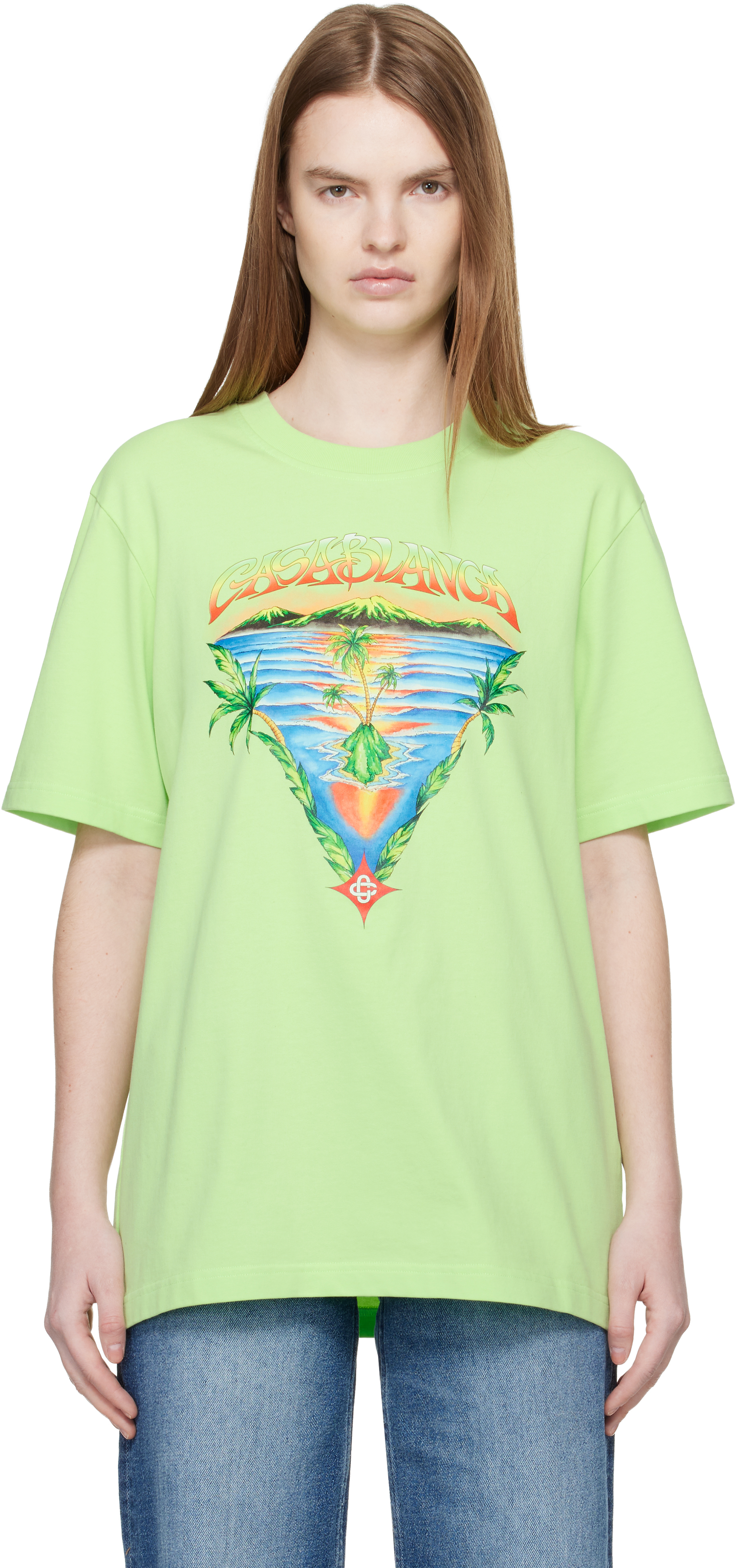 Green Innocence Triangle Short Sleeve T‑shirt by Casablanca on Sale