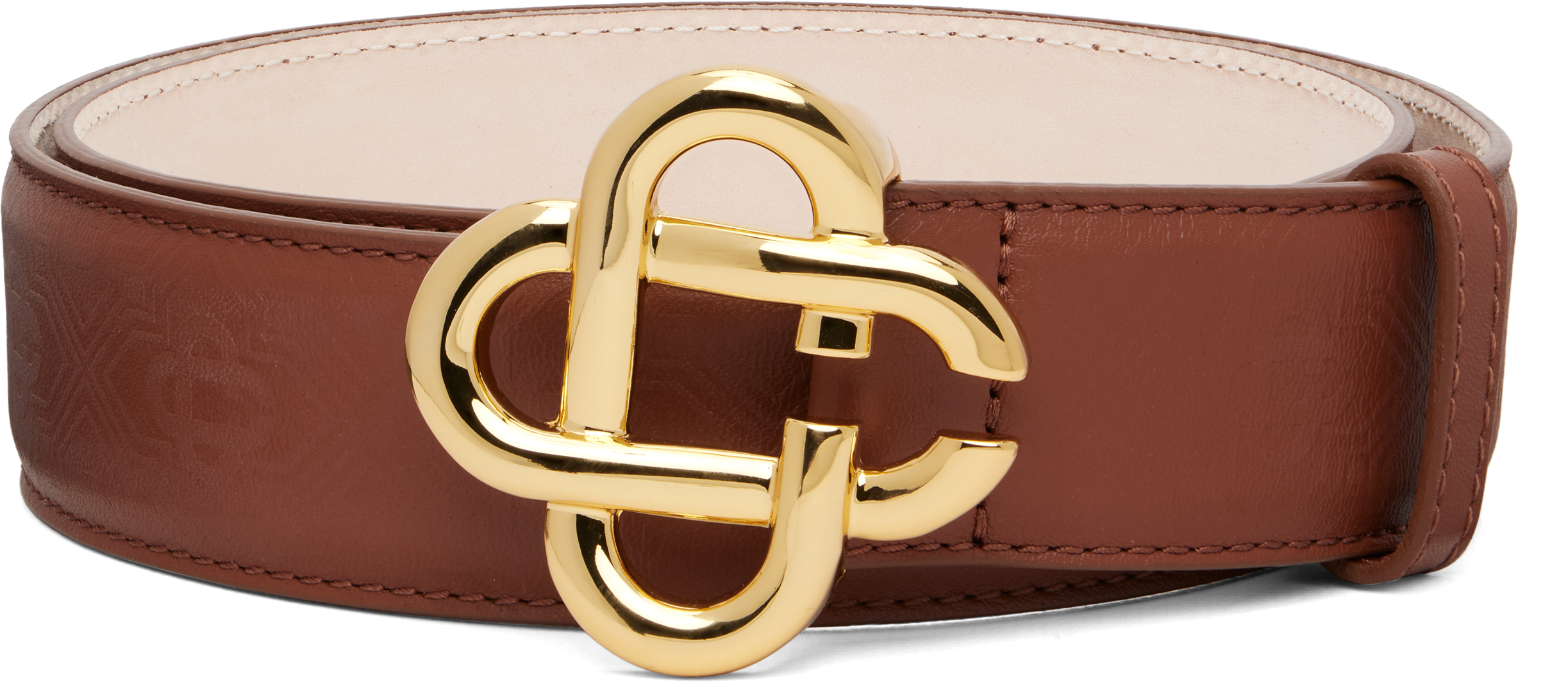 Casablanca: Brown CC Logo Buckle Belt | SSENSE display picture 1
