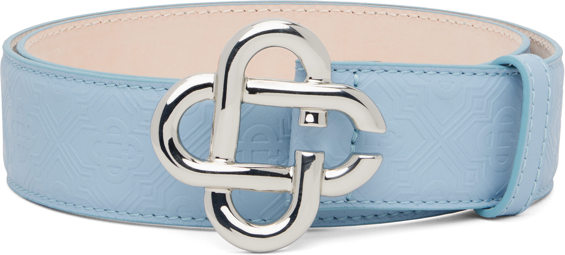 Casablanca logo buckle leather belt Casablanca DIAMOND LOGO SLIDE BUCKLE WEBBING BELT Black Gold  main image 4
