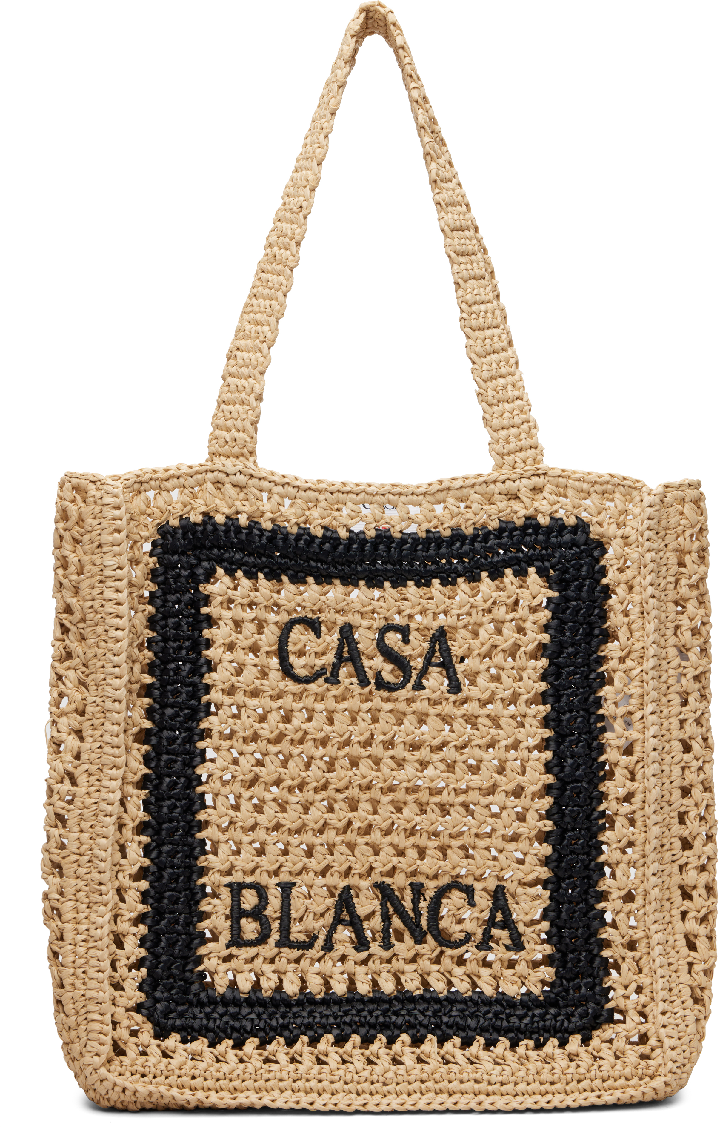 Casablanca: Beige Raffia Tote | SSENSE