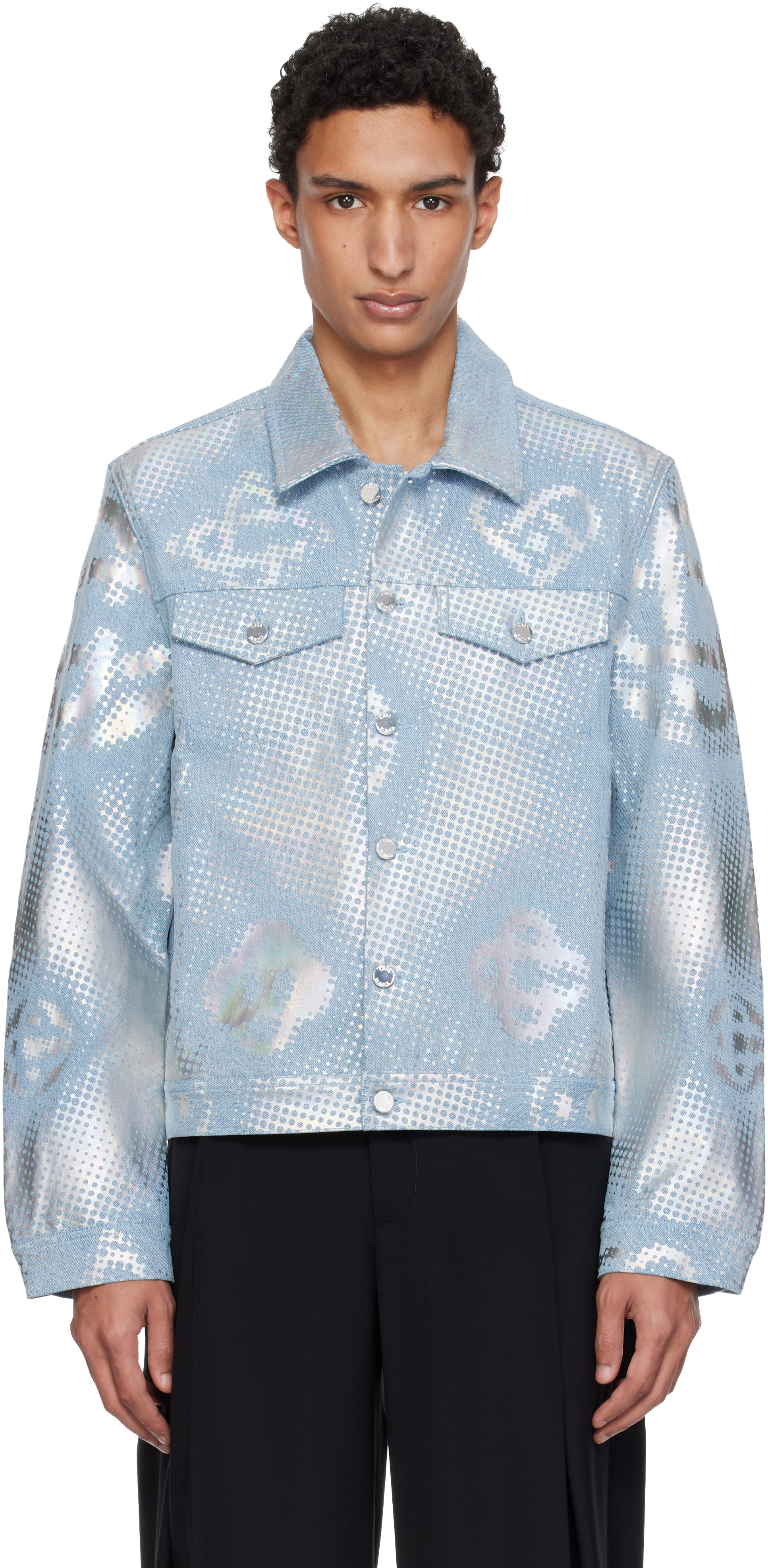 Casablancaデニムジャケット Casablancaのブルー Pearlescent Monogram デニムジャケットがセール中