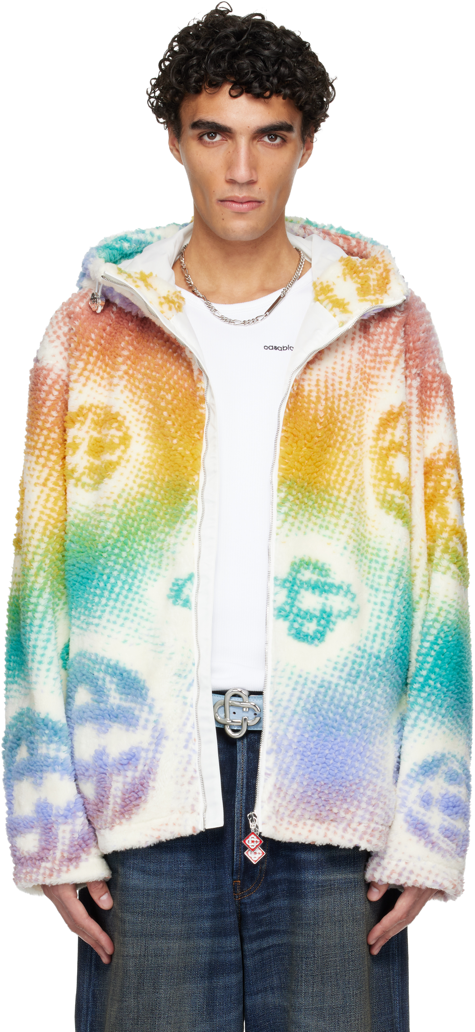 Casablanca Multicolor Halftone Monogram Fleece Jacket