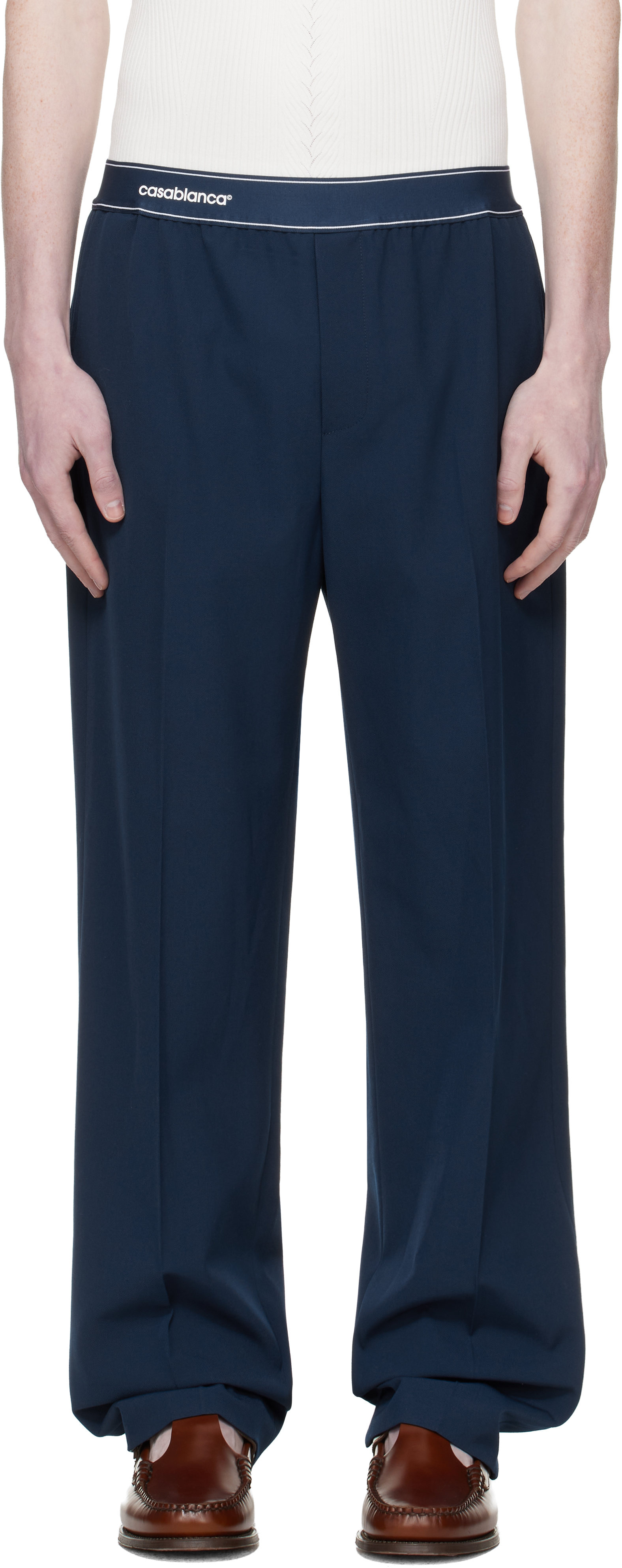 Casablanca Navy Wool Sports Trousers