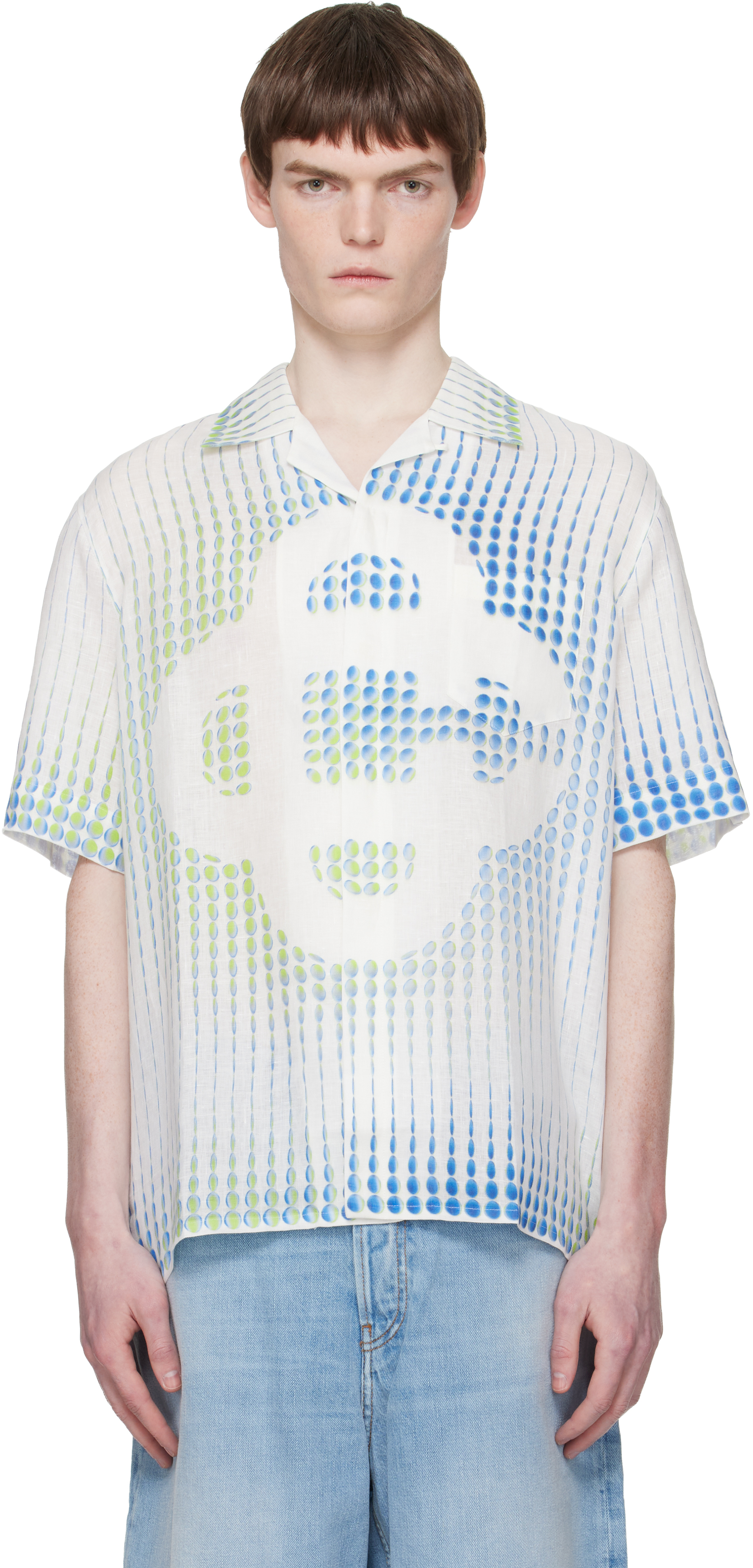 White Pills Cuban Collar Short Sleeve Shirt by Casablanca on Sale
