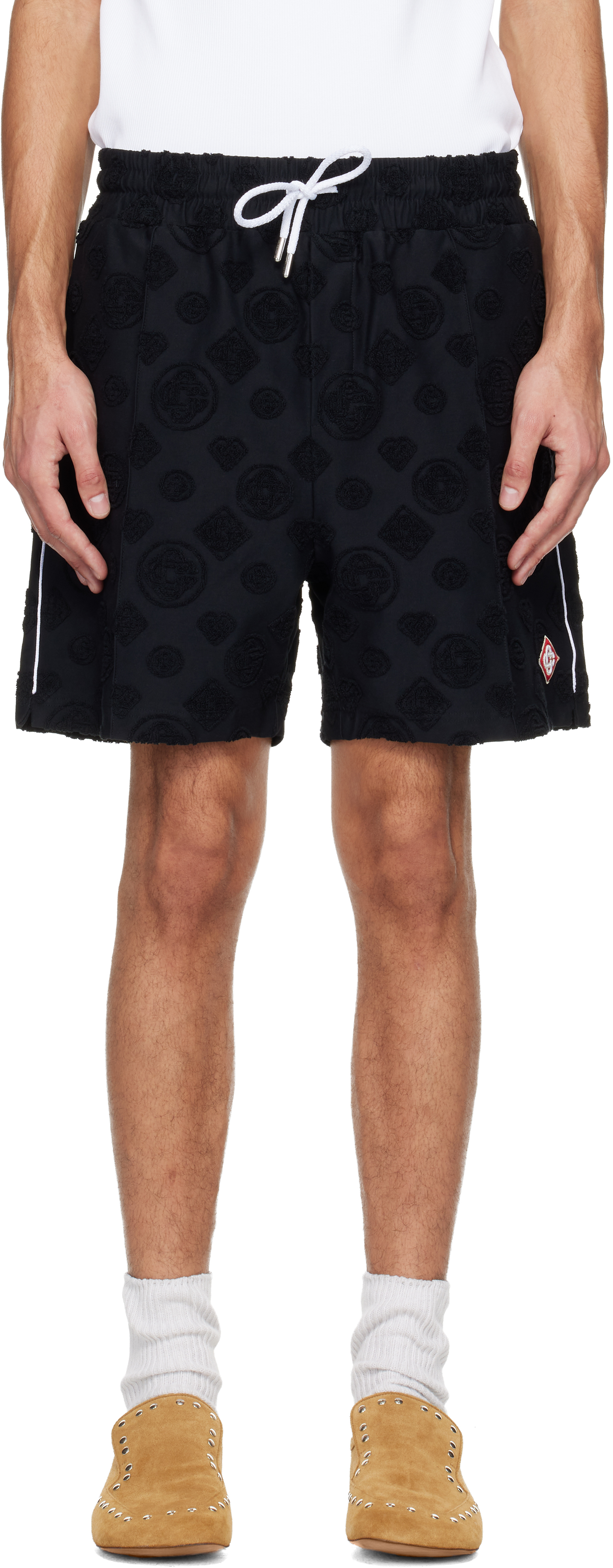 Casablanca Black Towelling Monogram Shorts