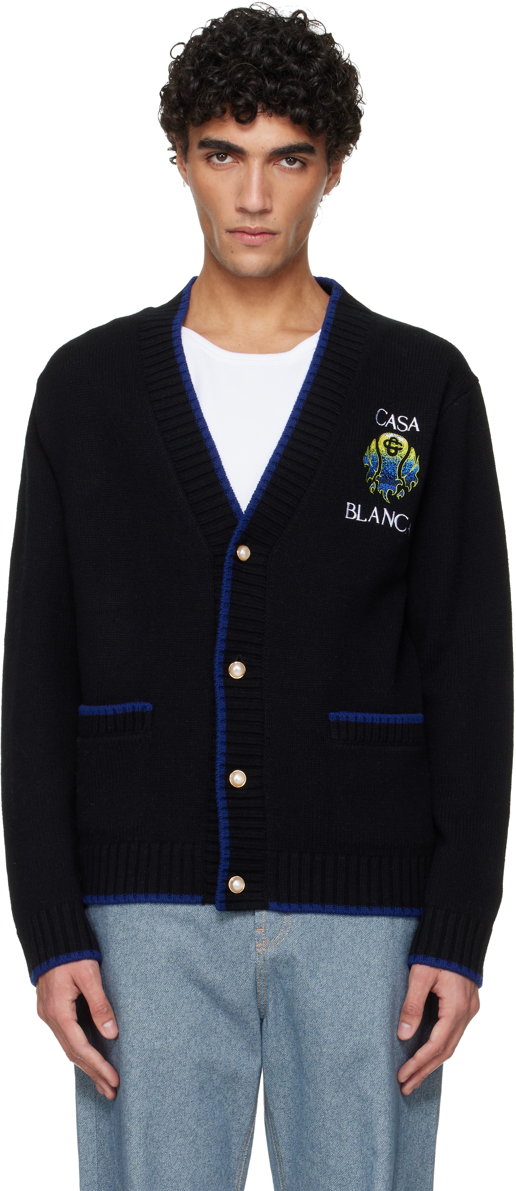 Black Flaming Tennis Ball Cardigan by Casablanca on Sale