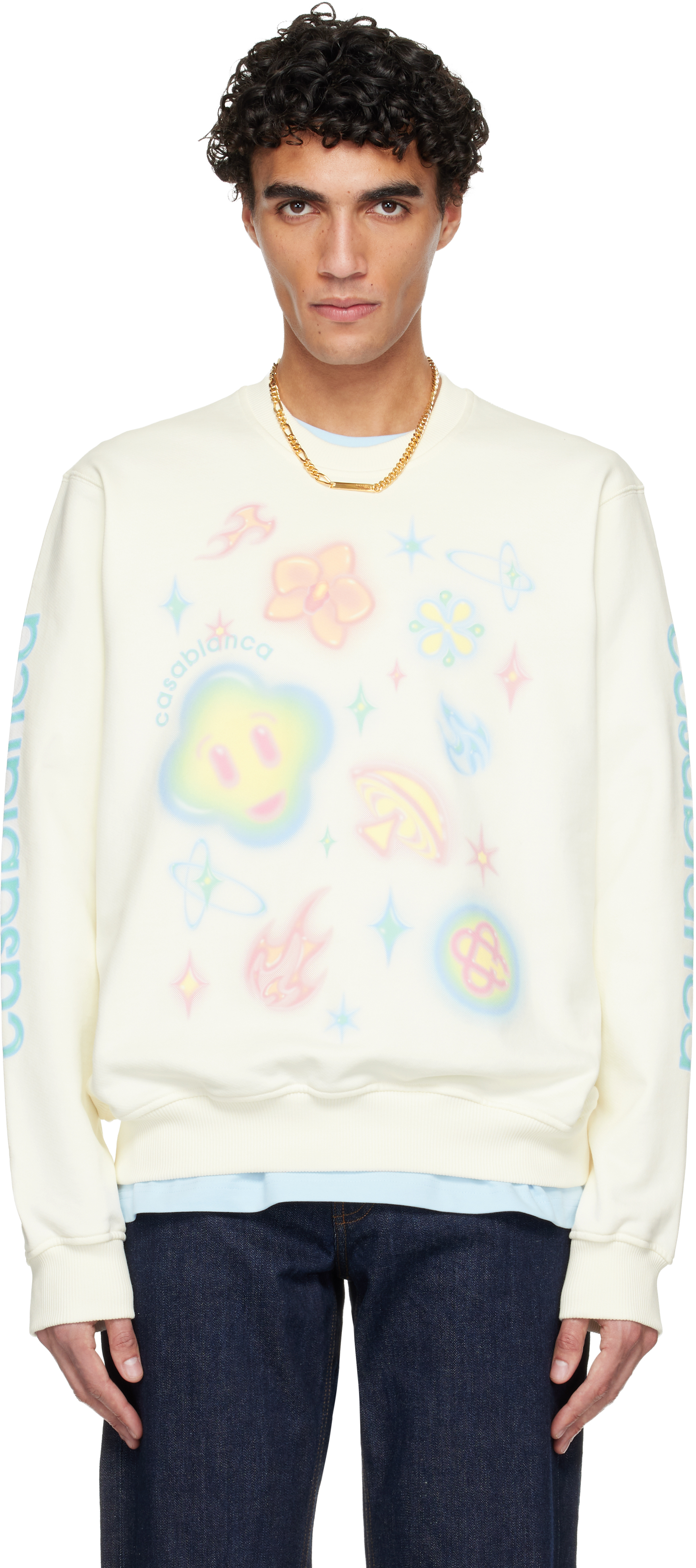 0918-04 casablanca専用 Casablancaのオフホワイト Airbrush Icons スウェットシャツがセール中
