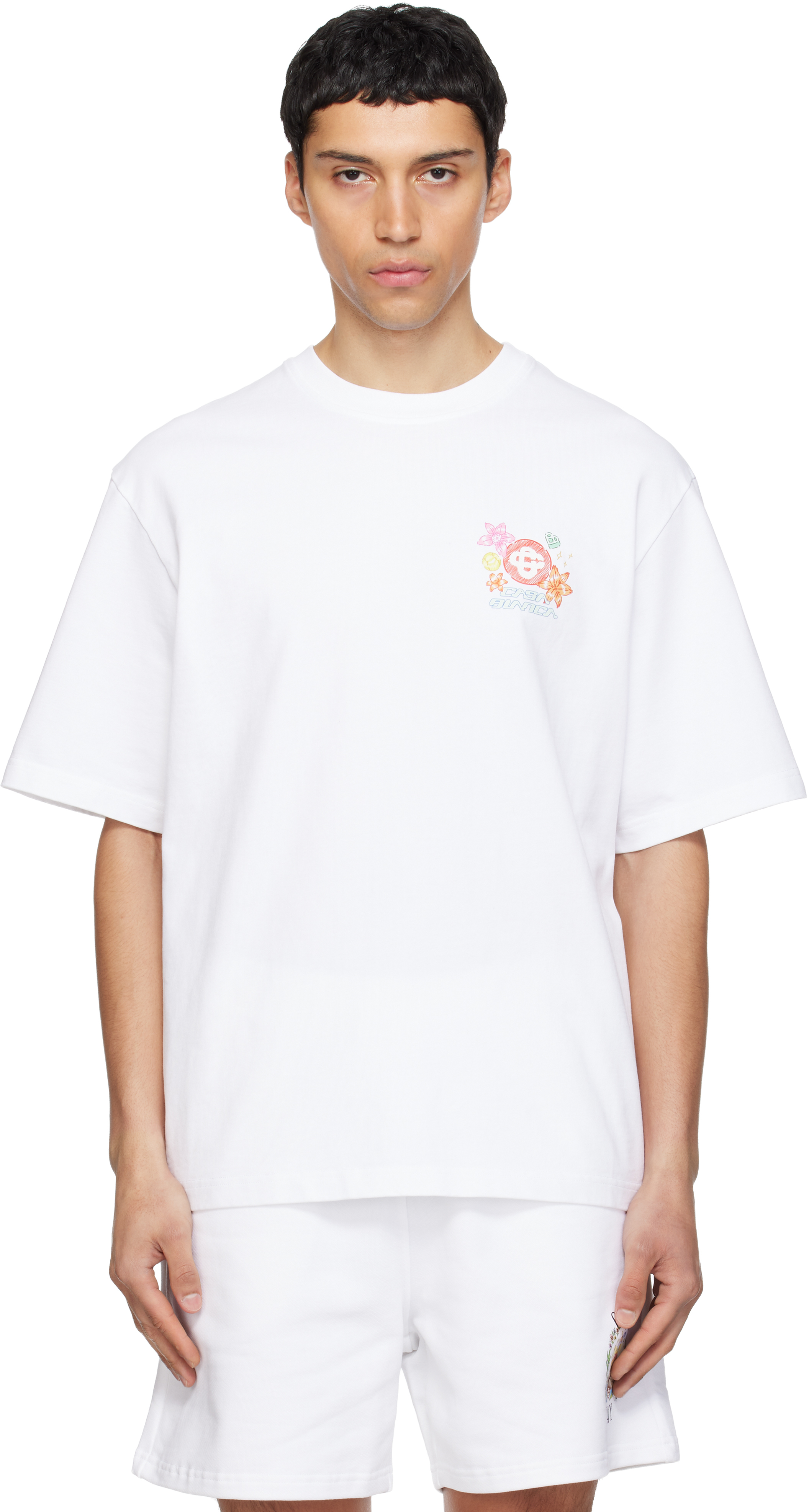 Casablanca White Collage D'Icônes Graphique T-shirt