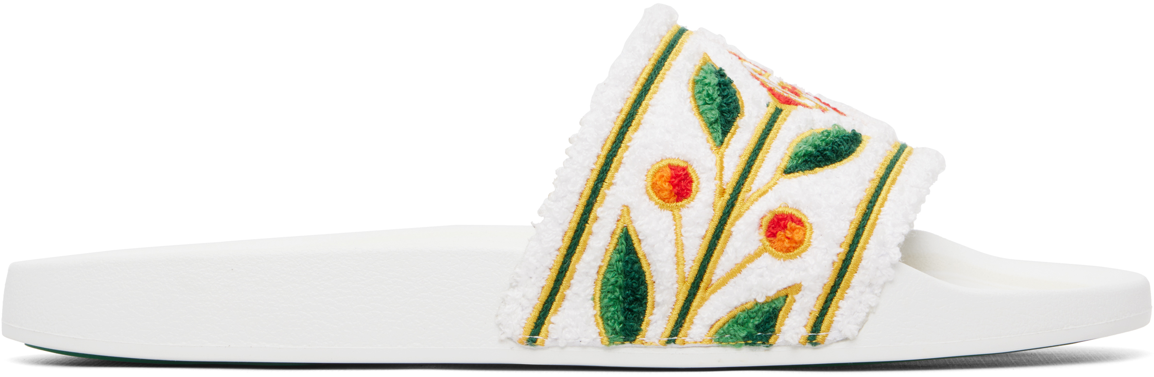 Casablanca White Laurel Terry Slides